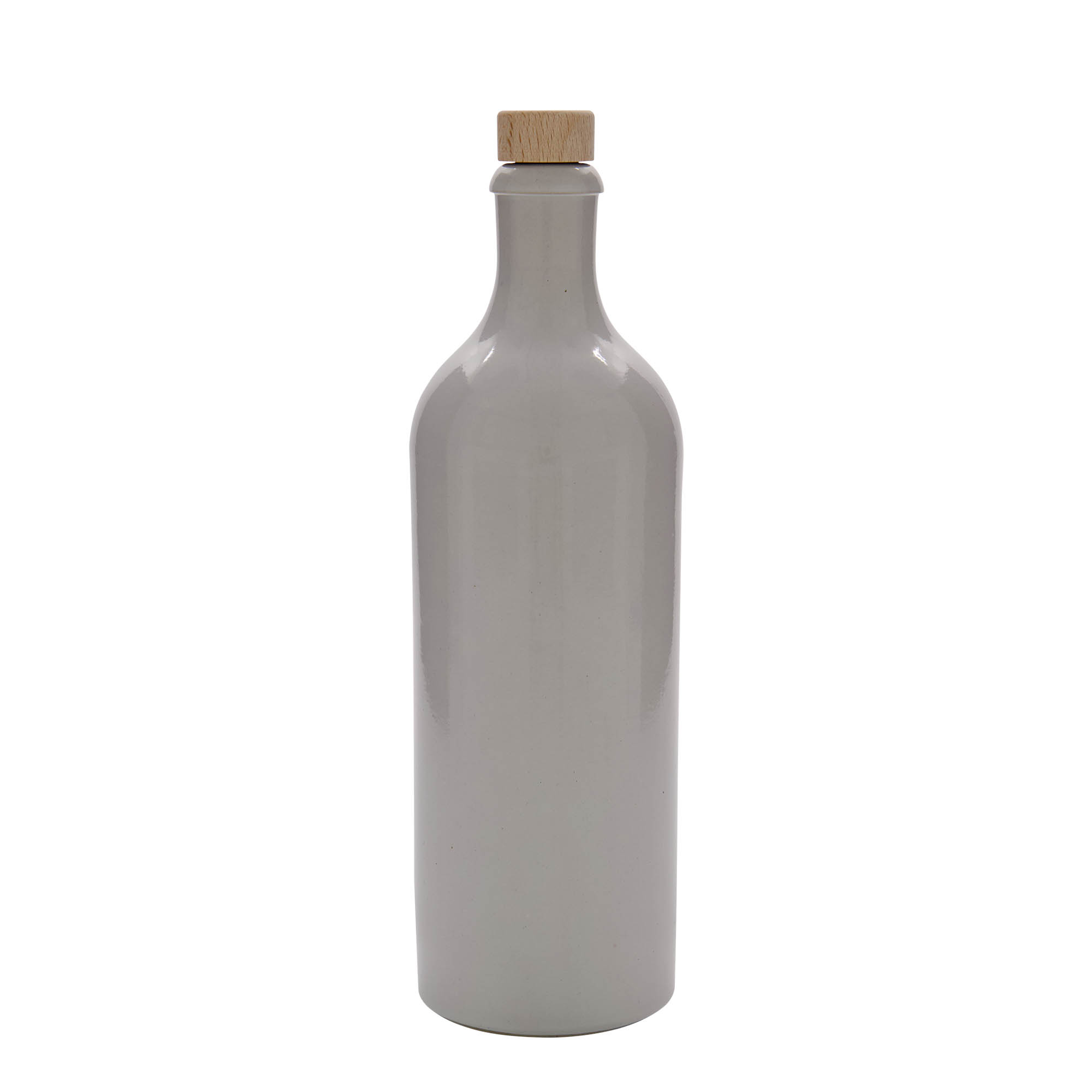 750 ml Tonkrug, Steinzeug, weiß, Mündung: Kork