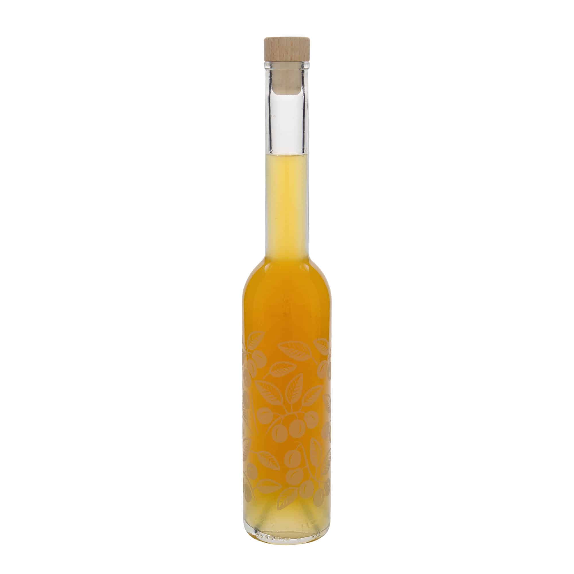 350 ml Glasflasche 'Opera', Motiv: Mirabellen, Mündung: Kork