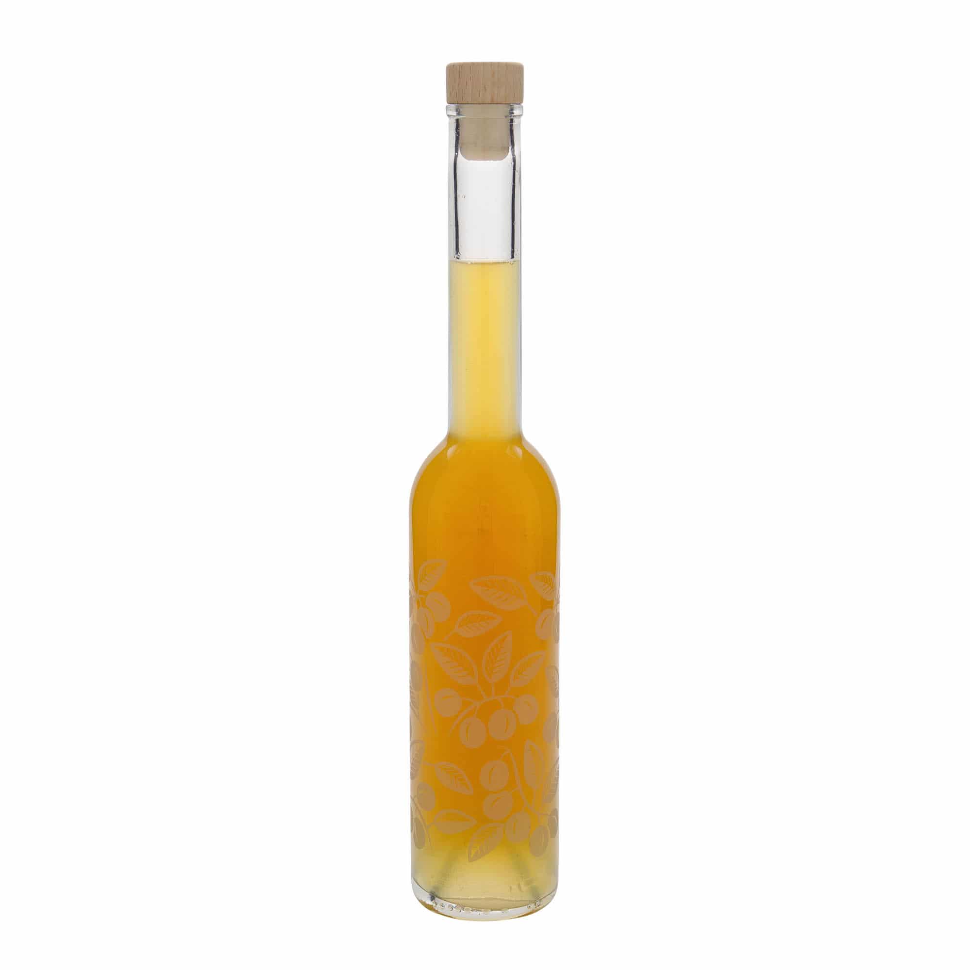 350 ml Glasflasche „Opera“, Motiv: Mirabellen, Mündung: Kork