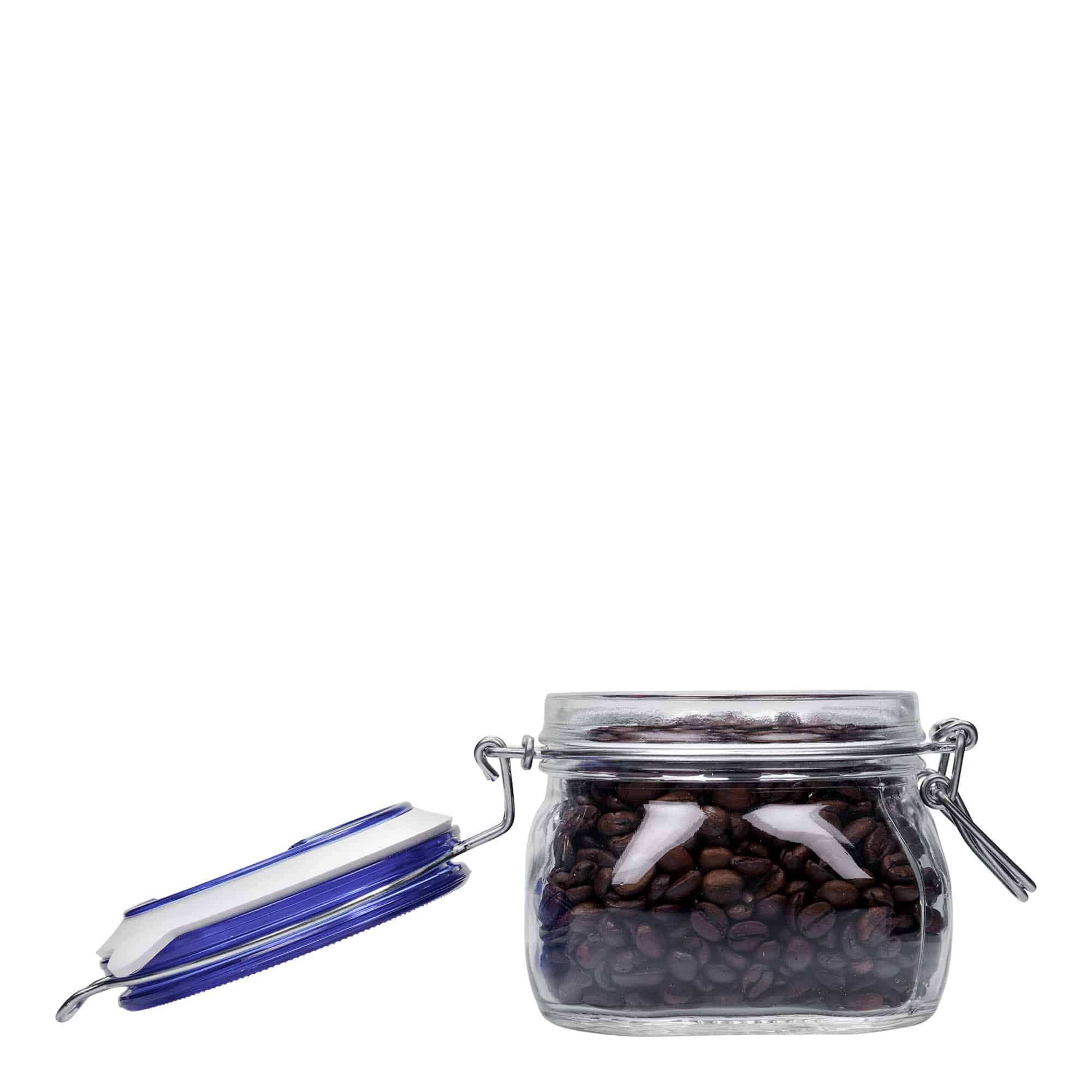 500 ml Drahtbügelglas 'Fido' Blue Top, quadratisch, Mündung: Drahtbügelverschluss 500 ml Drahtbügelglas 'Fido' Blue Top, quadratisch, Mündung: Drahtbügelverschluss