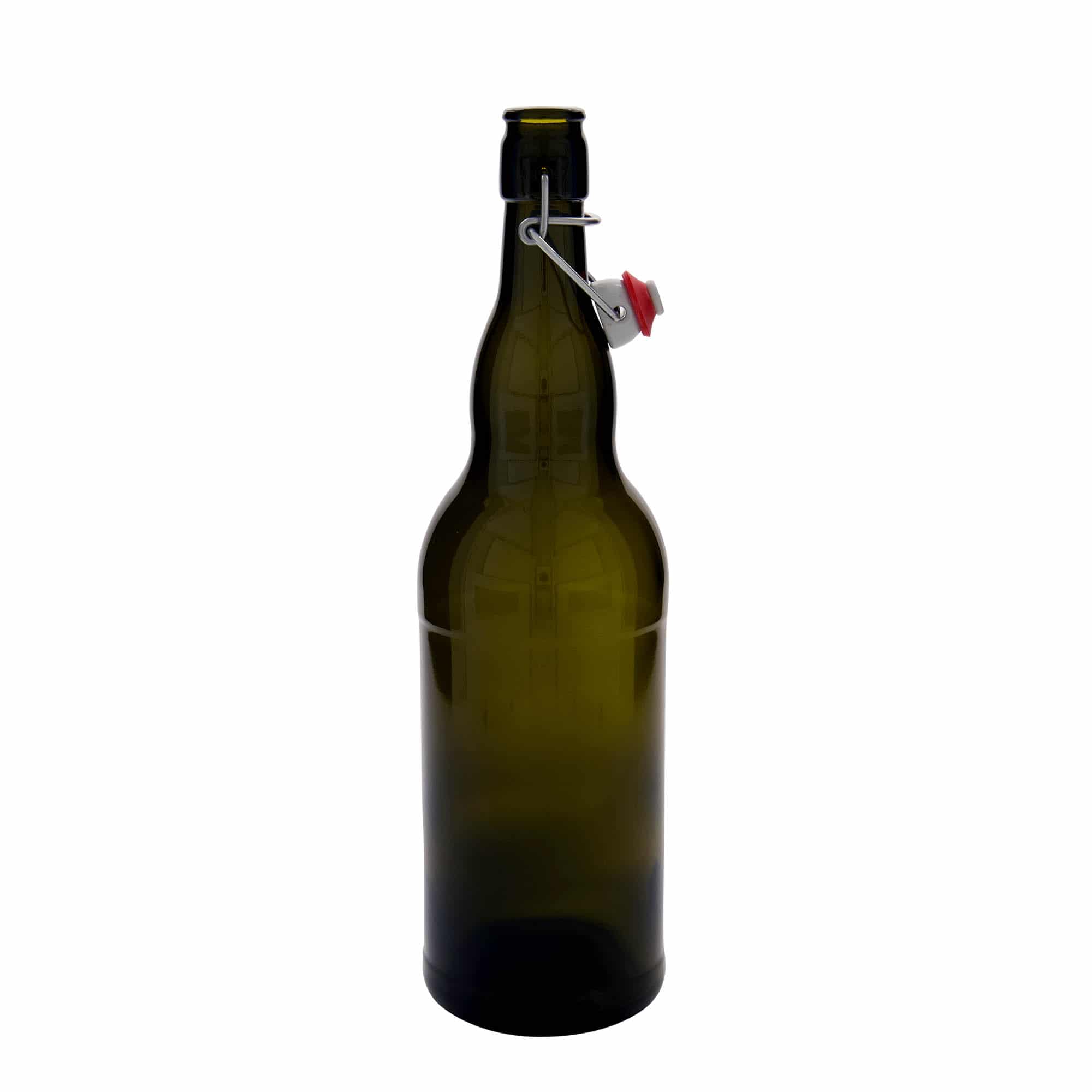 1.000 ml Bierflasche Belgien, Glas, antikgrün, Mündung: Bügelverschluss