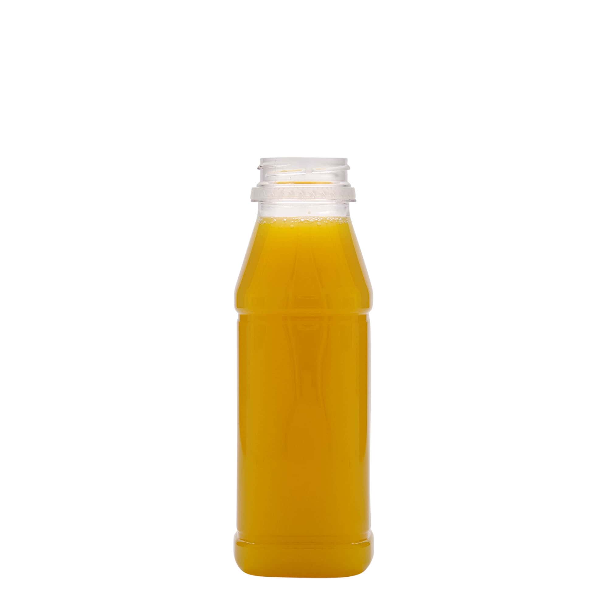 330 ml PET-Flasche 'Milk and Juice Carré', quadratisch, Kunststoff, Mündung: 38 mm 330 ml PET-Flasche 'Milk and Juice Carré', quadratisch, Kunststoff, Mündung: 38 mm