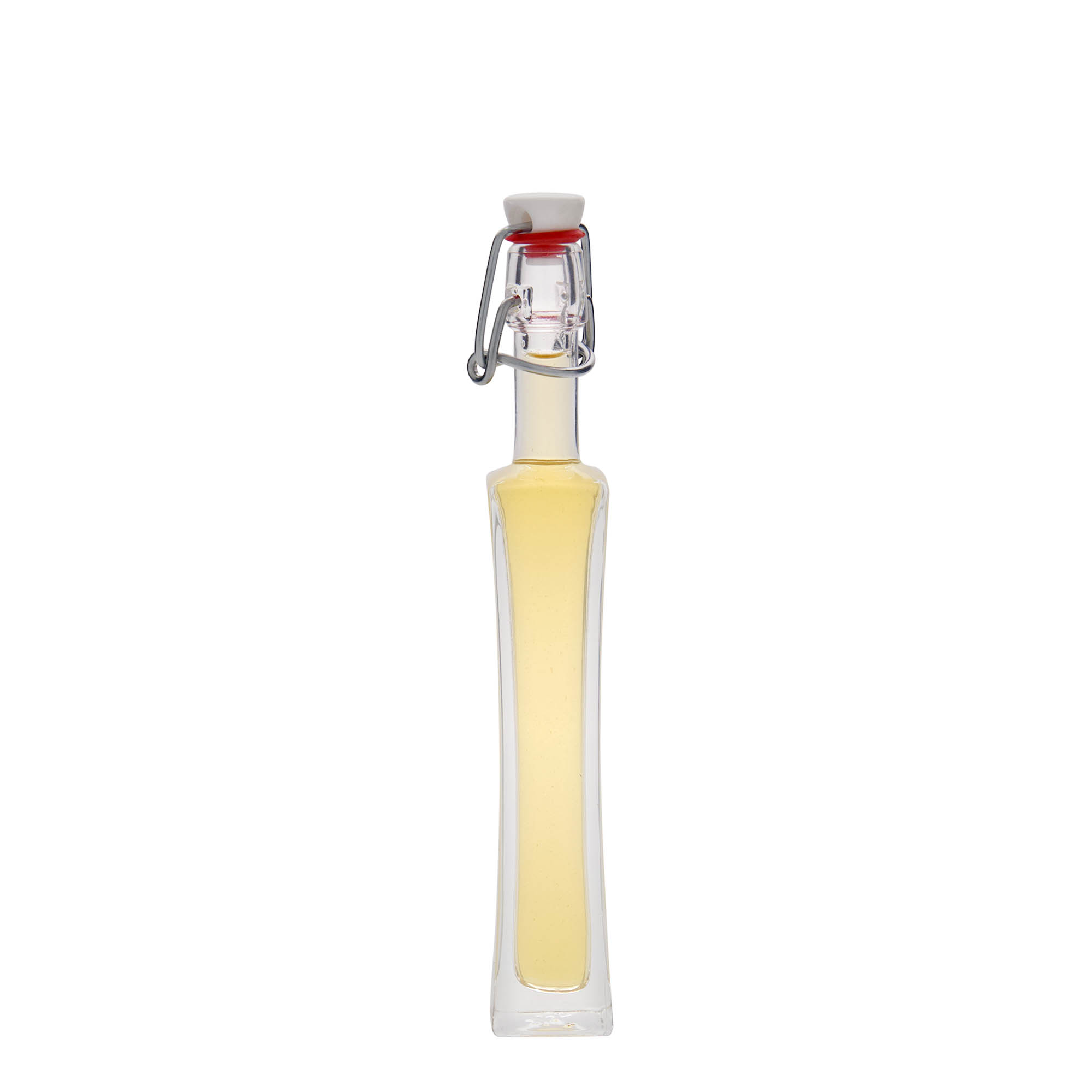 40 ml Glasflasche 'Koko', quadratisch, Mündung: Bügelverschluss 40 ml Glasflasche 'Koko', quadratisch, Mündung: Bügelverschluss