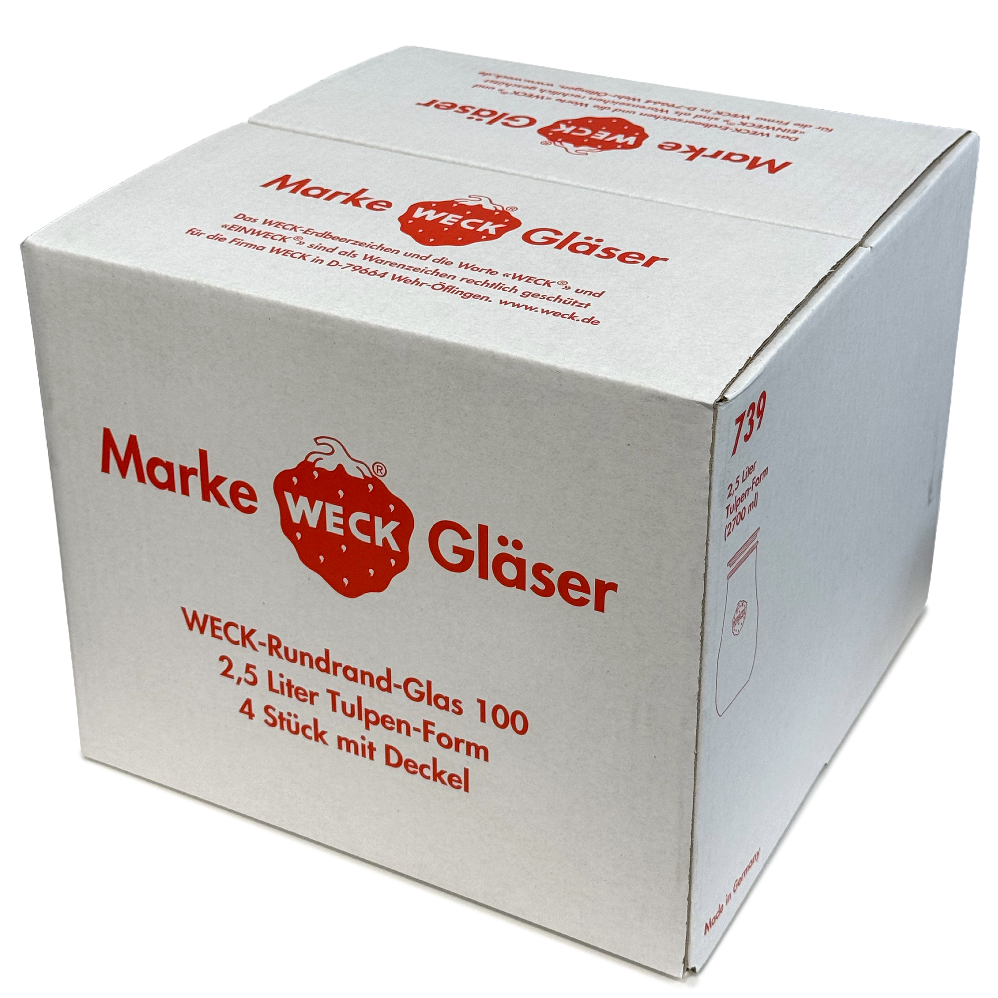 4x 2700 ml WECK-Tulpenglas mit Glasdeckel RR 100