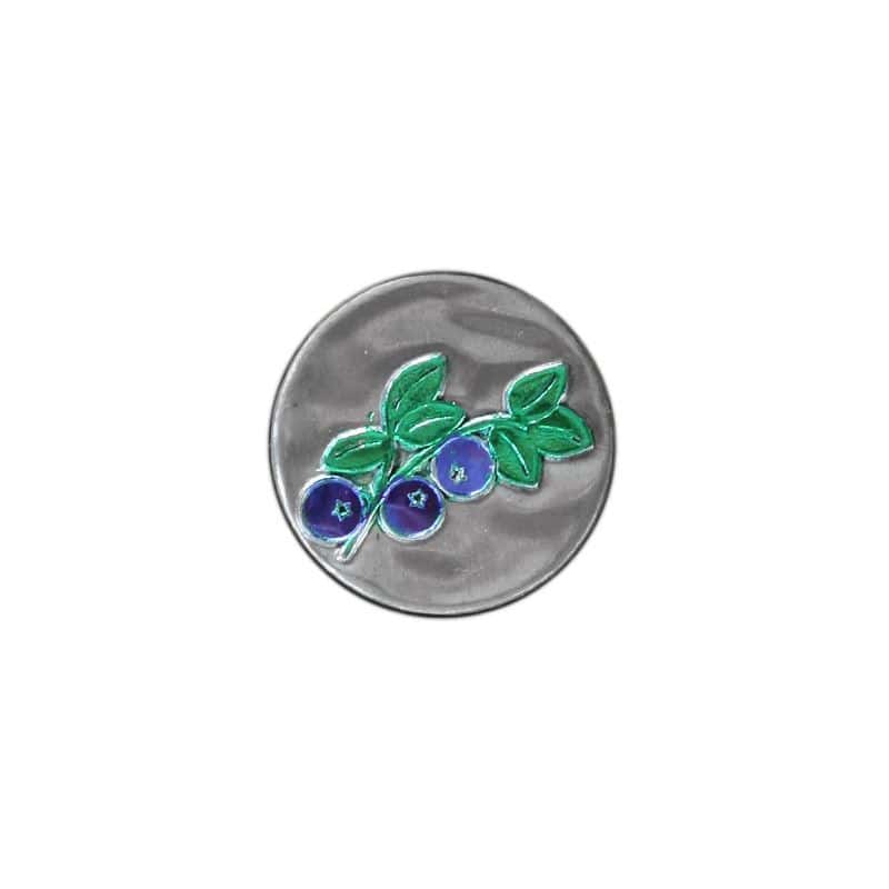 Zinnetikett 'Heidelbeere', rund, Metall, silber Zinnetikett 'Heidelbeere', rund, Metall, silber