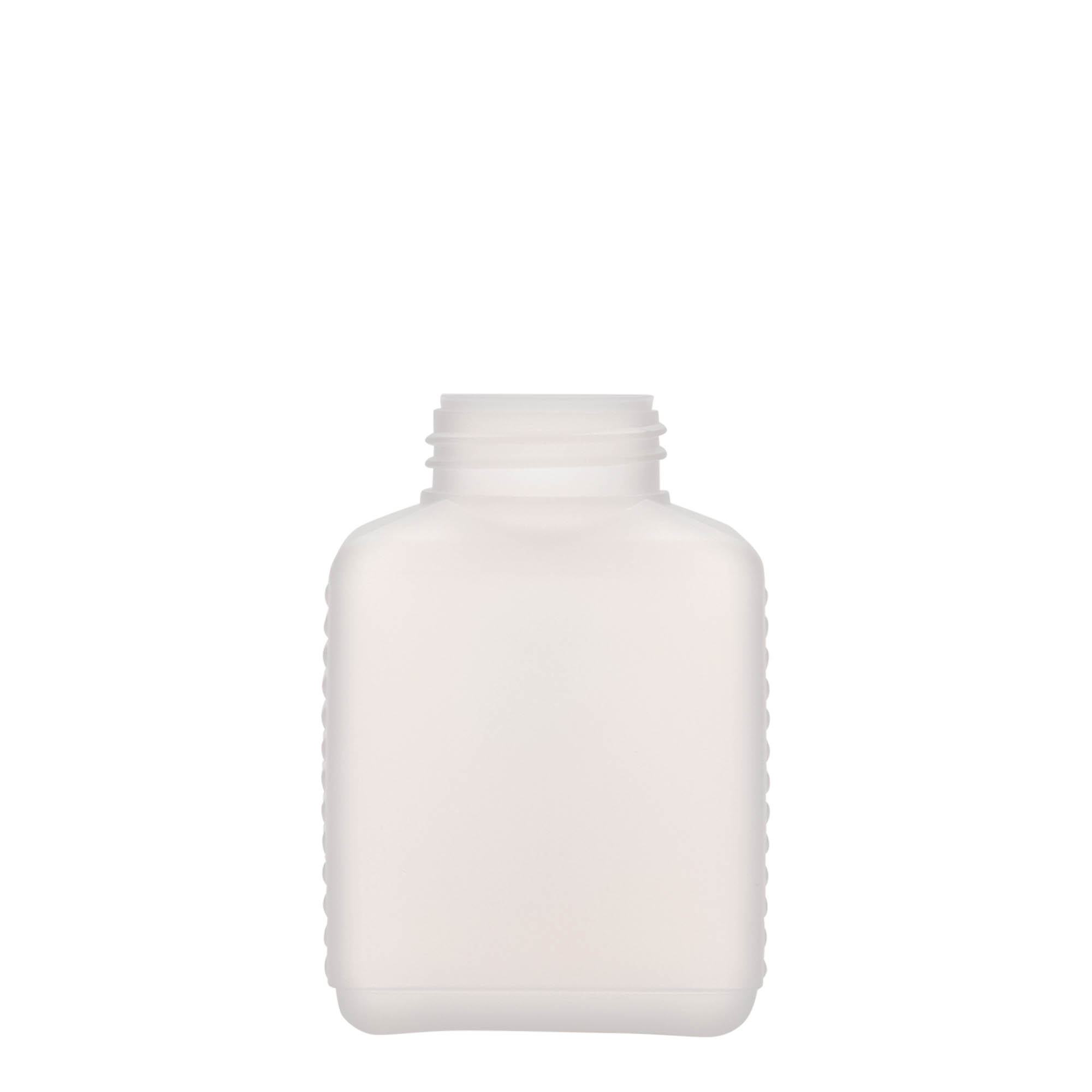 250 ml Weithalsflasche, rechteckig, HDPE-Kunststoff, natur, Mündung: DIN 40 EPE