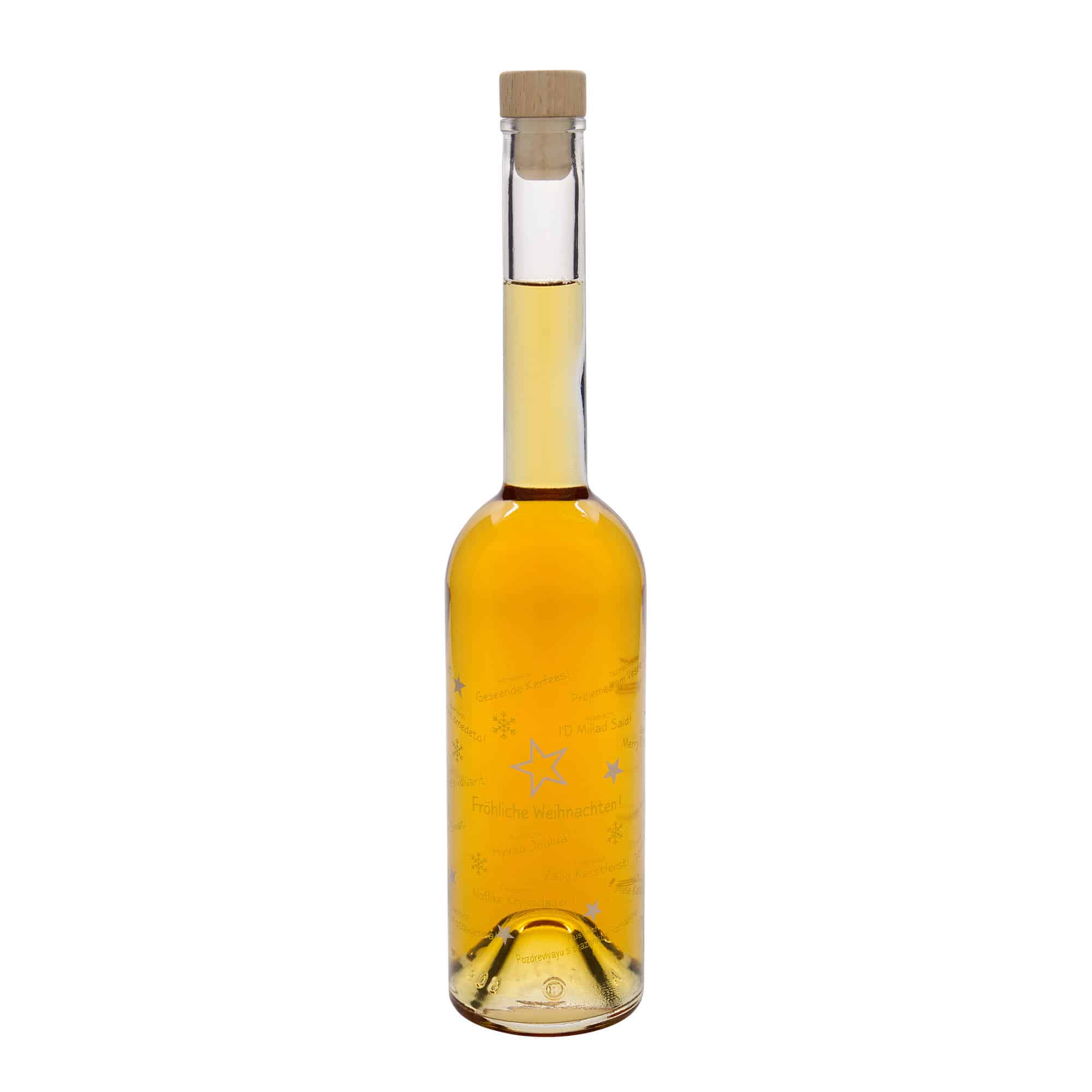 500 ml Glasflasche 'Opera', Motiv: Weihnachten in der Welt, Mündung: Kork