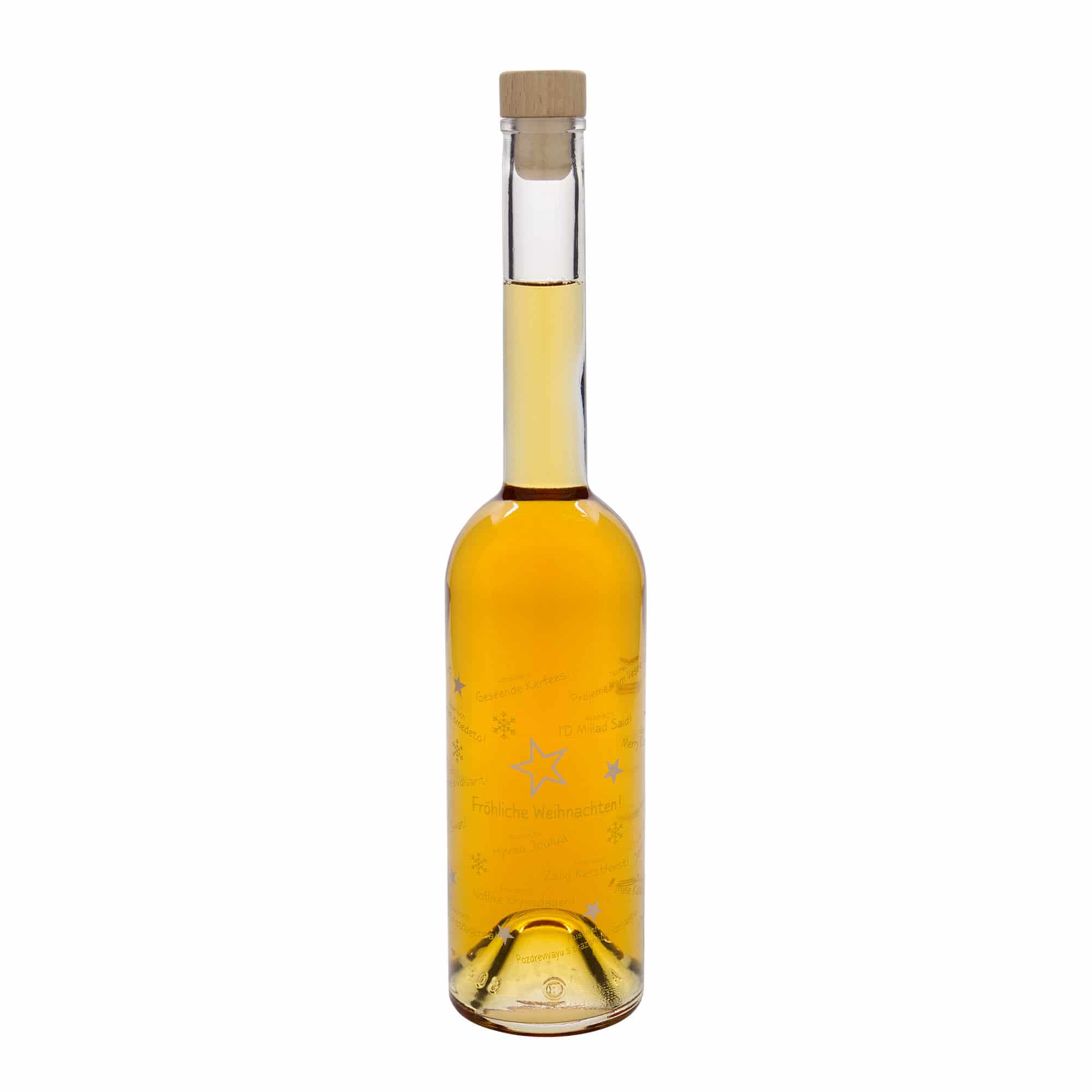 500 ml Glasflasche „Opera“, Motiv: Weihnachten in der Welt, Mündung: Kork