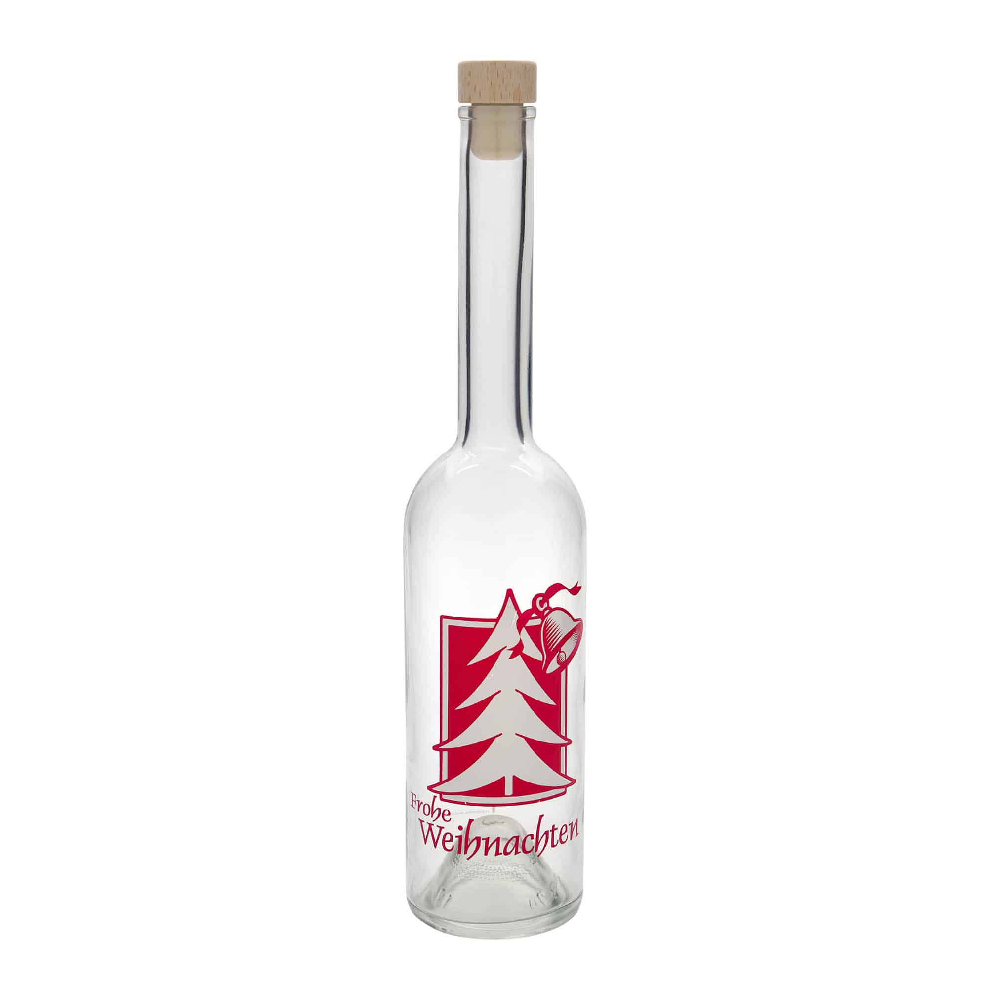 500 ml Glasflasche 'Opera', Motiv: Weihnachtsgruß, Mündung: Kork