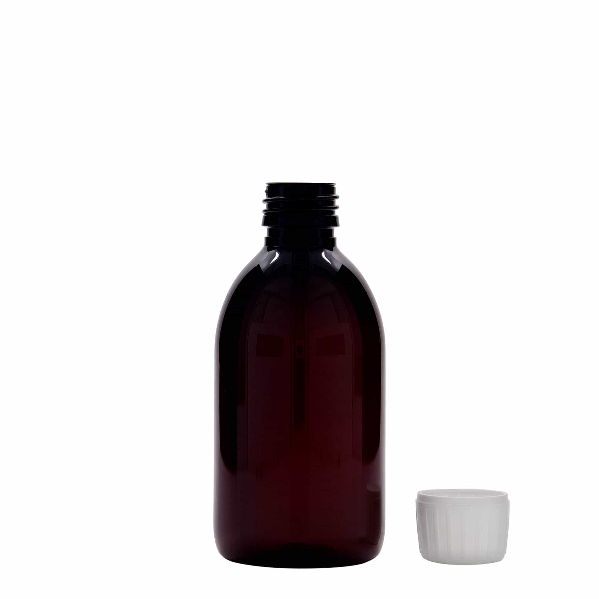 250 ml PET-Medizinflasche, braun, Kunststoff, Mündung: PP 28