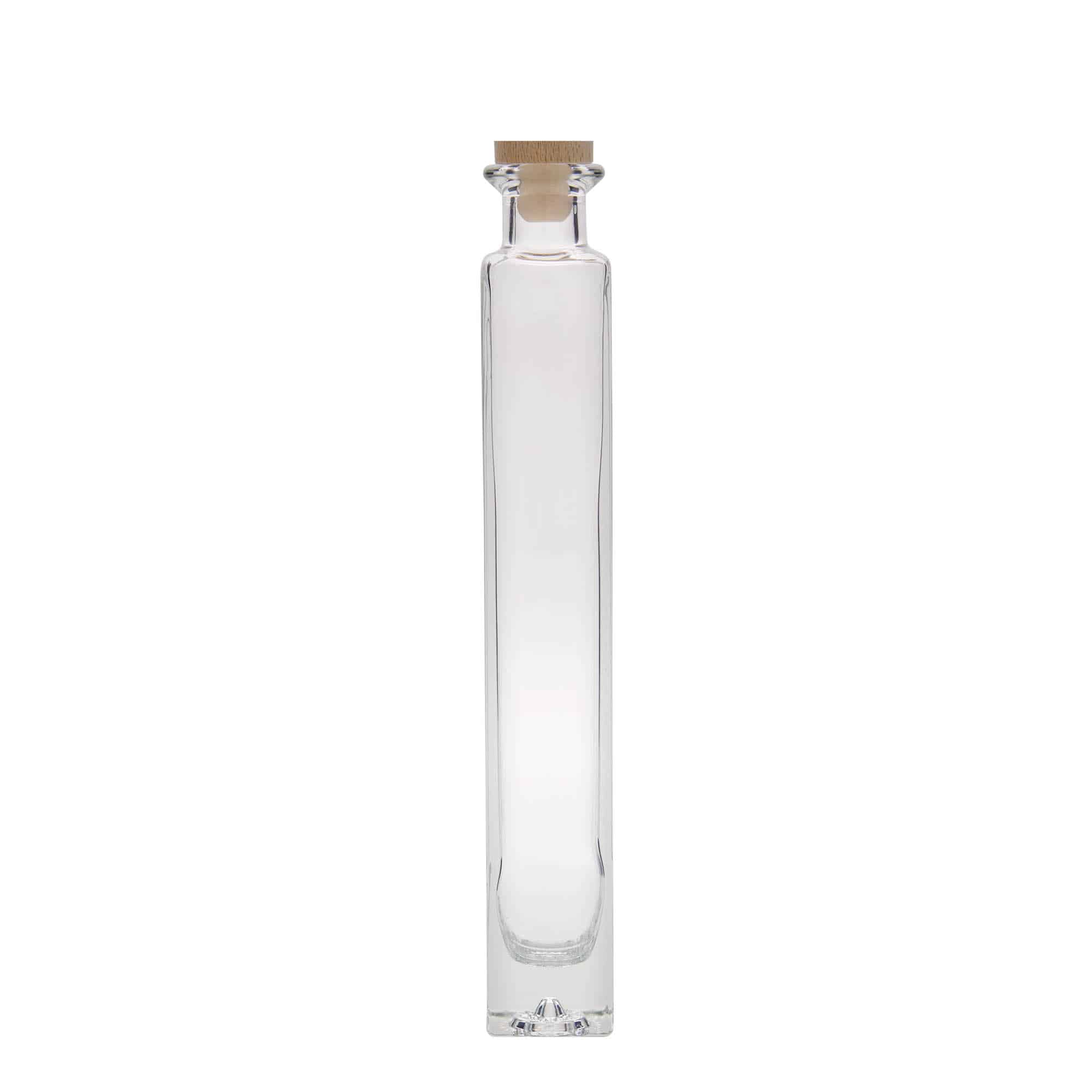 200 ml Glasflasche 'Tommy', quadratisch, Mündung: Kork