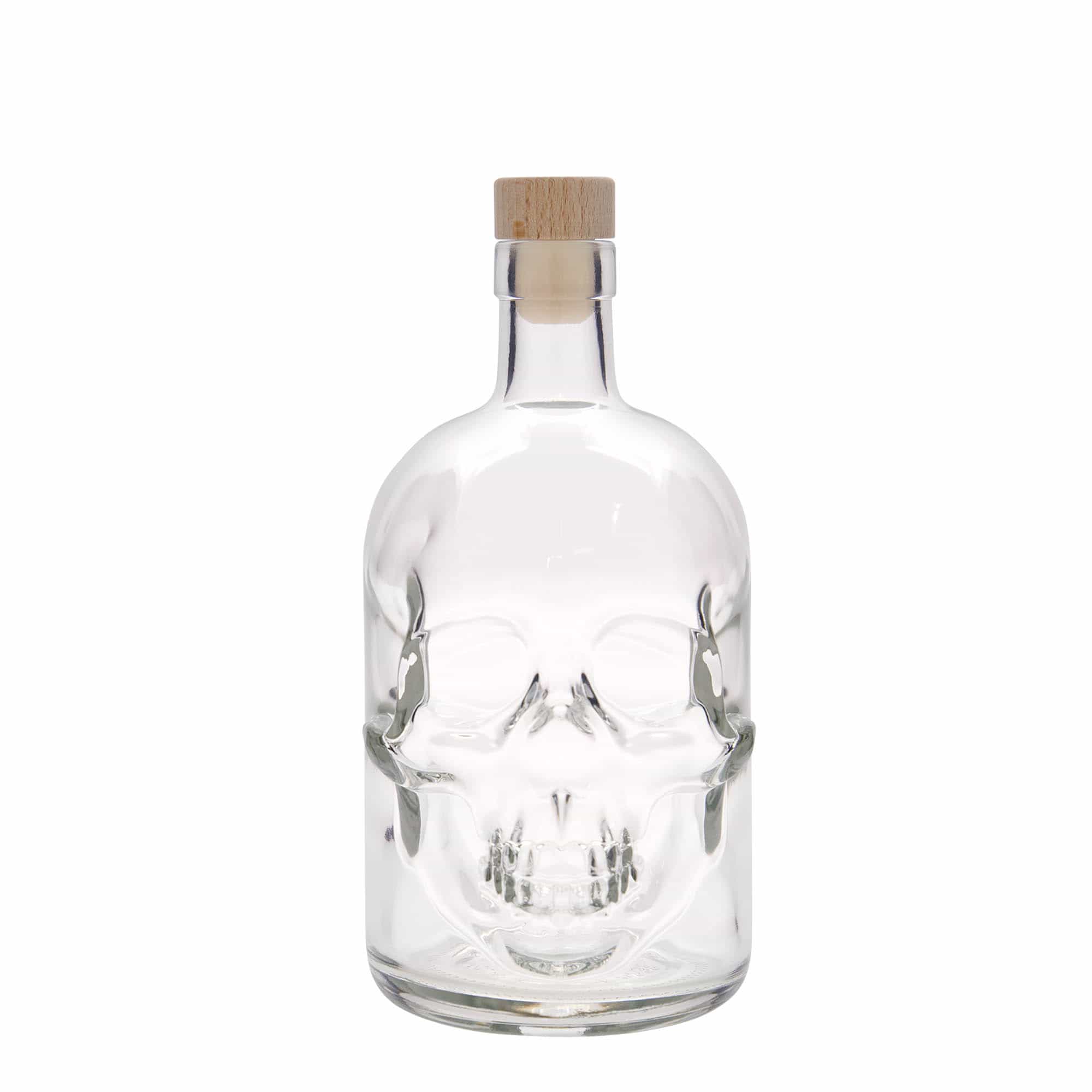 700 ml Glasflasche „Totenkopf“, Mündung: Kork