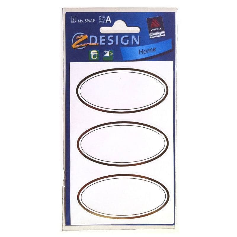 Zweckform Etiketten 'Goldener Rahmen', oval, Papier, weiß-gold Zweckform Etiketten 'Goldener Rahmen', oval, Papier, weiß-gold
