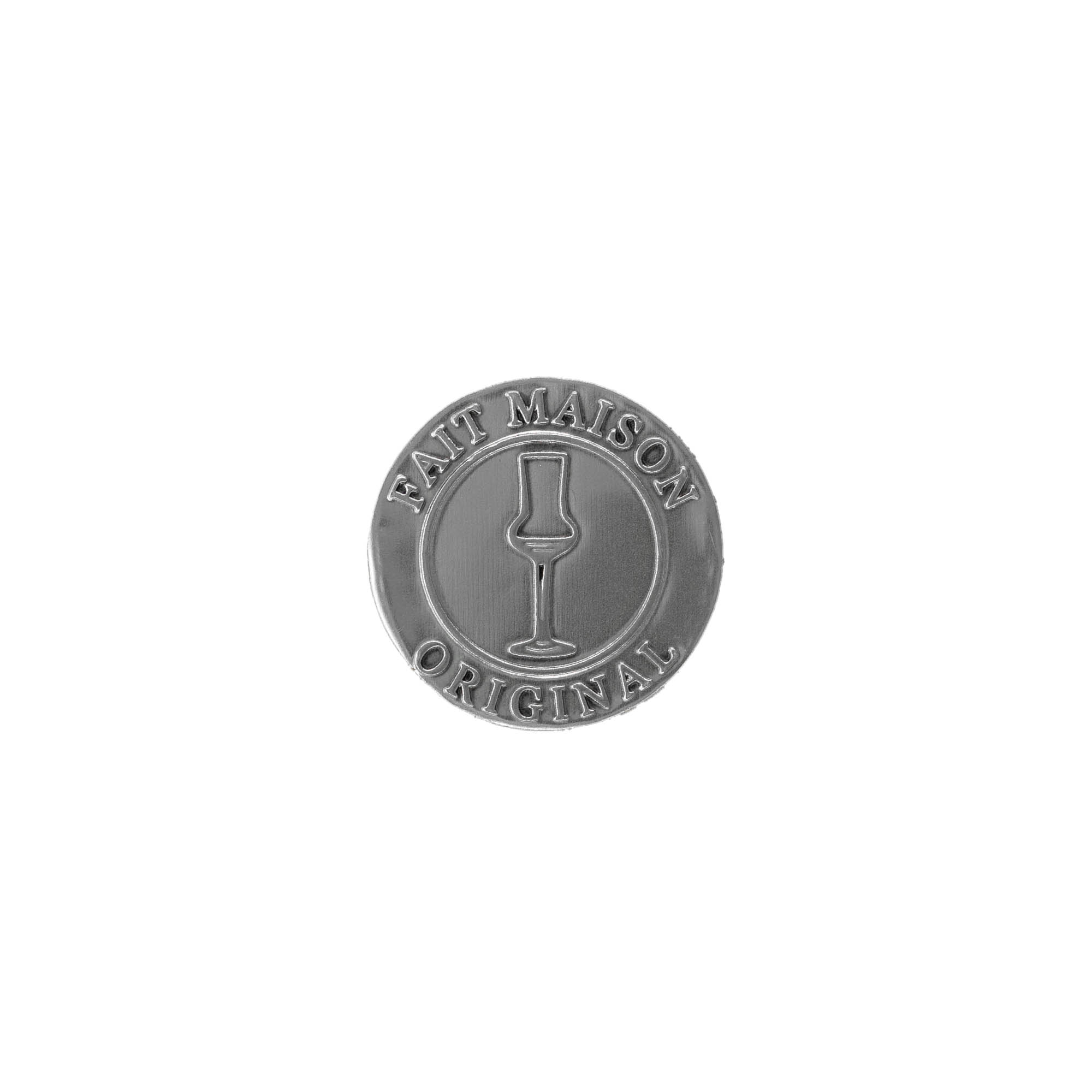 Zinnetikett 'Fait Maison', rund, Metall, silber Zinnetikett 'Fait Maison', rund, Metall, silber