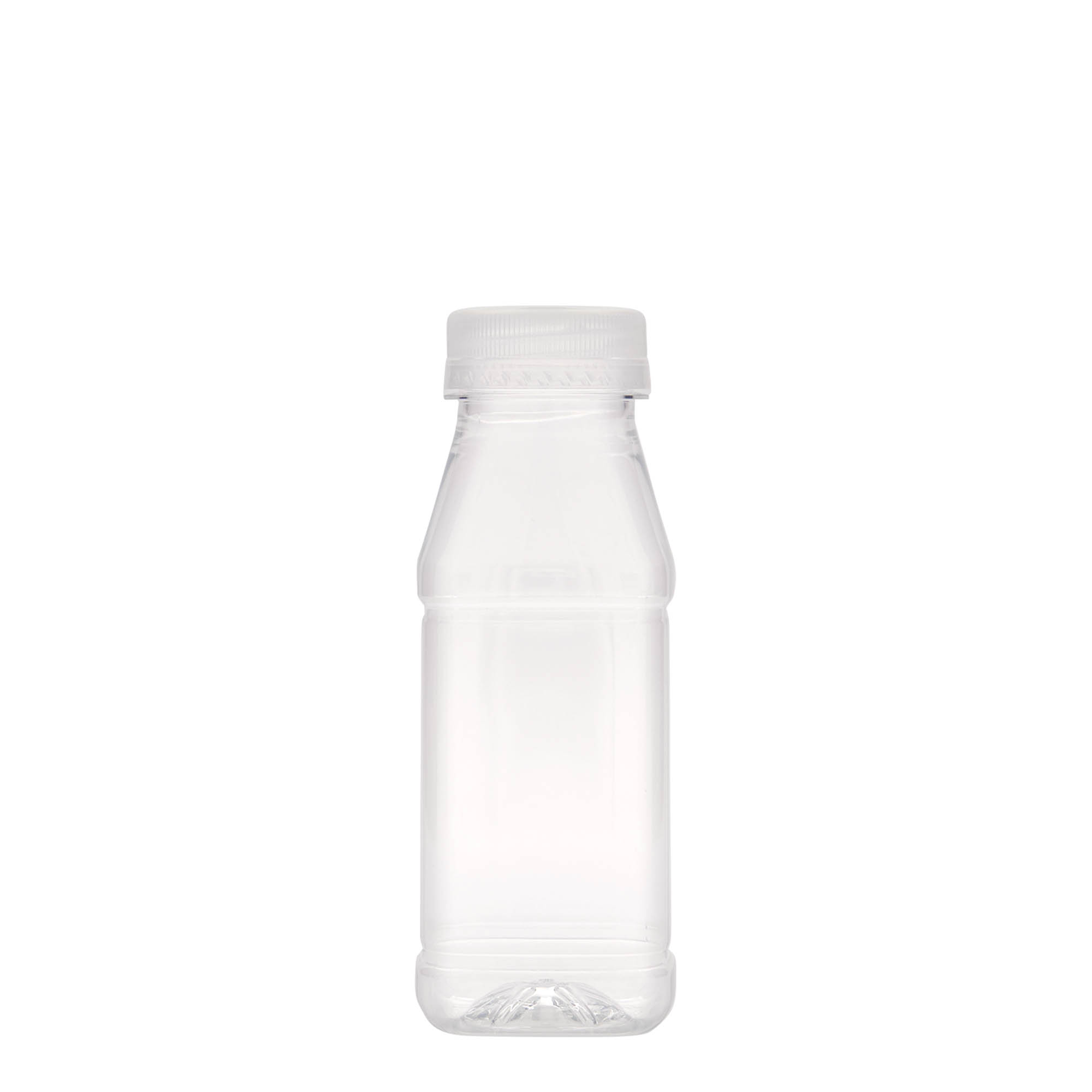 250 ml PET-Flasche 'Milk and Juice Carré', quadratisch, Kunststoff, Mündung: 38 mm
