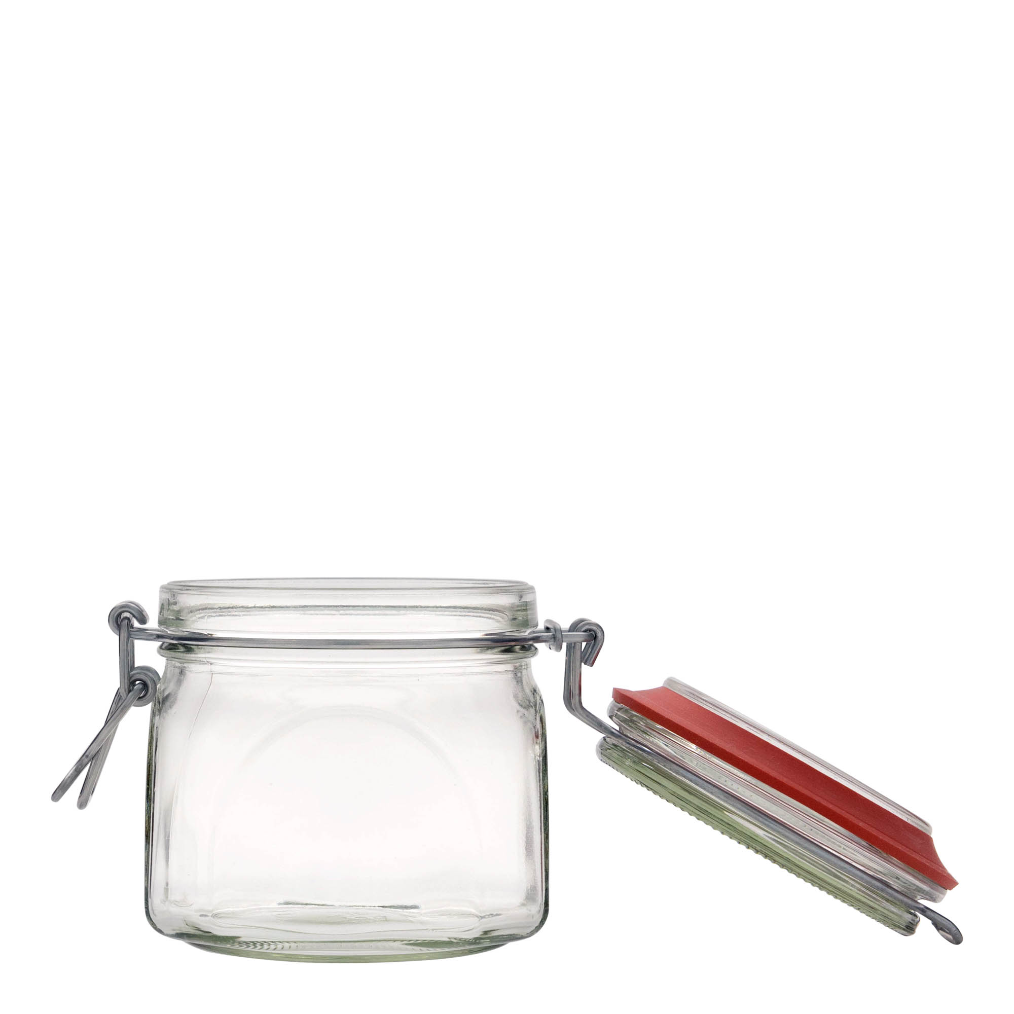 630 ml Drahtbügelglas, quadratisch, Mündung: Drahtbügelverschluss 630 ml Drahtbügelglas, quadratisch, Mündung: Drahtbügelverschluss