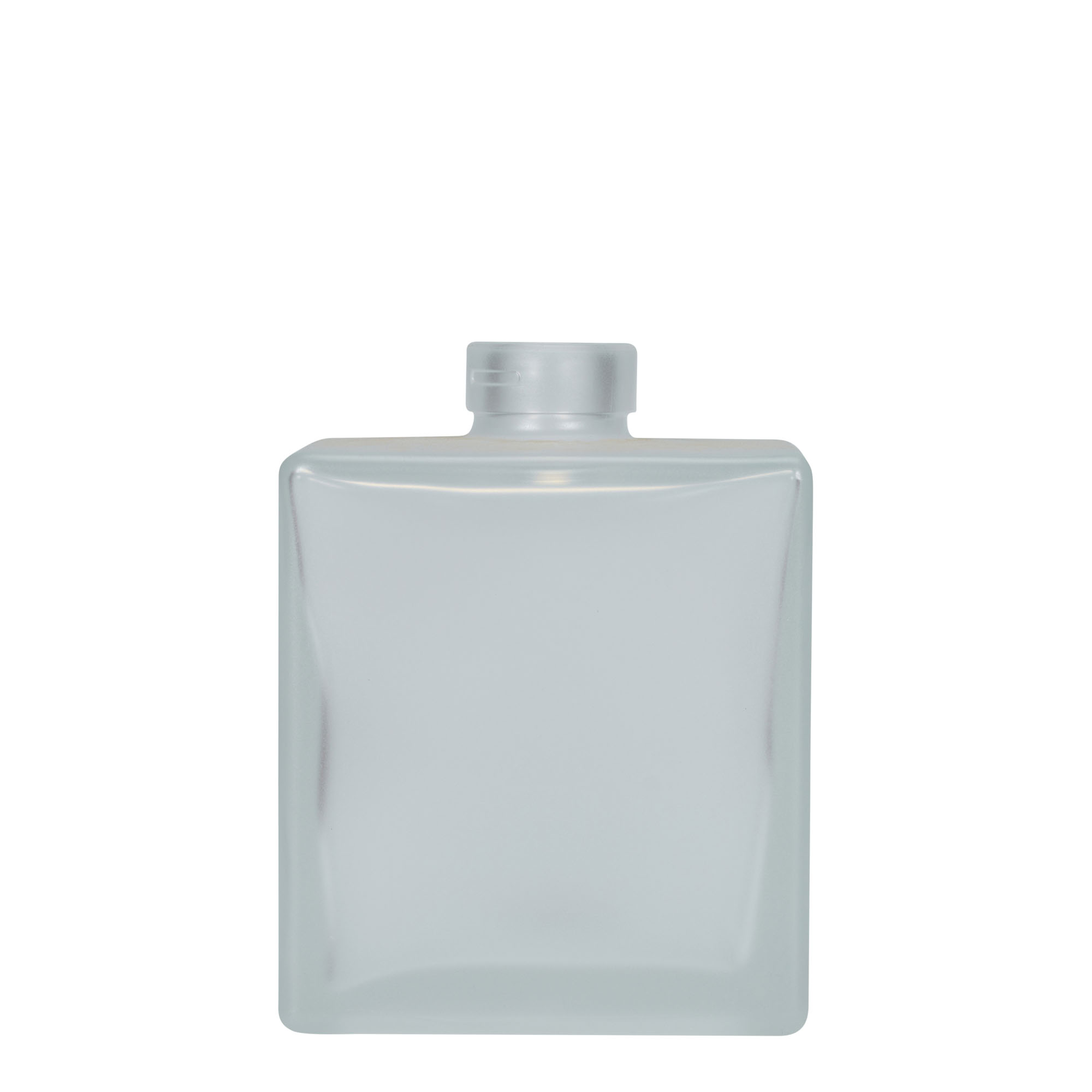 500 ml Glasflasche 'Cube', quadratisch, geeist, Mündung: Kork