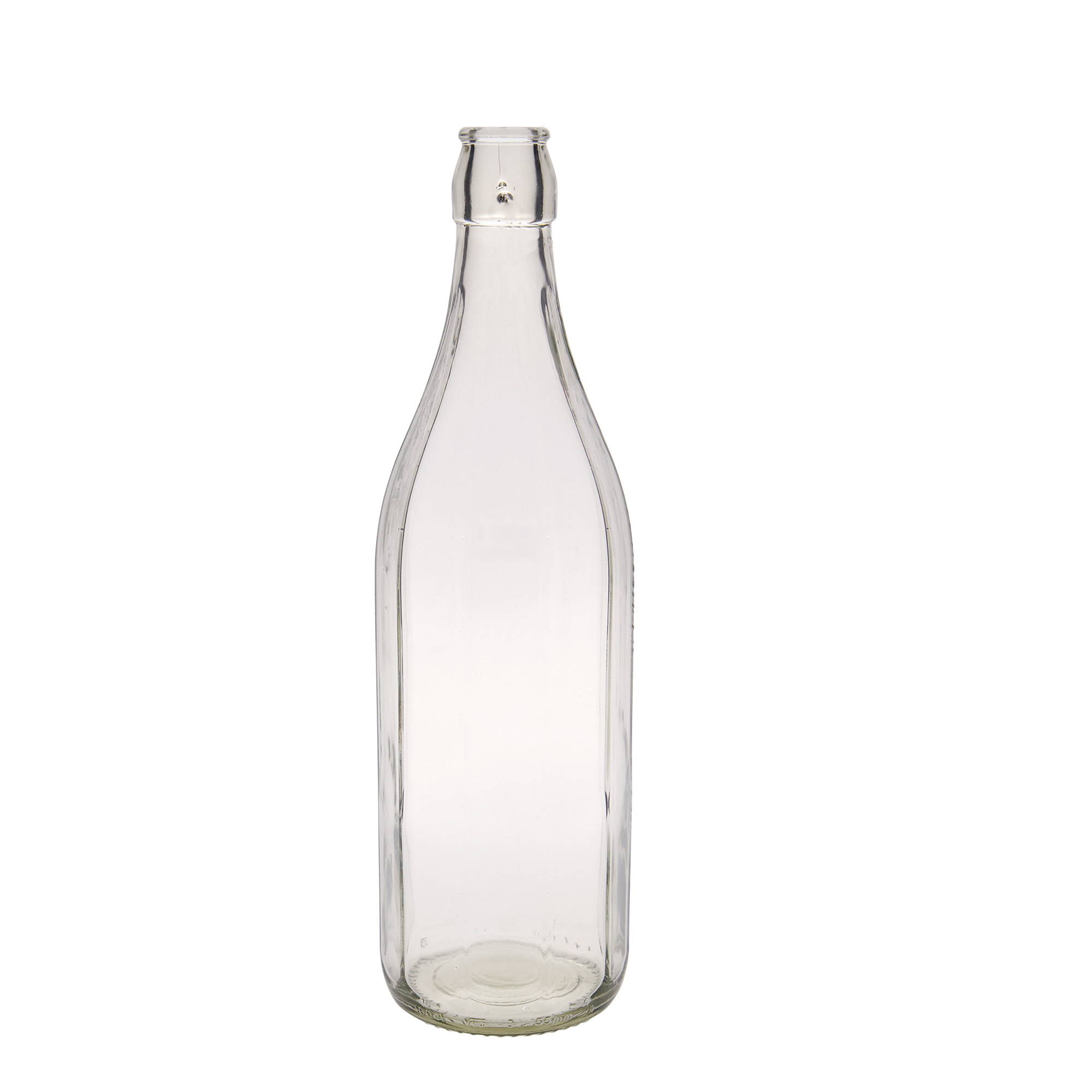 1.000 ml Glasflasche „Bravo“, zehneckig, Mündung: Bügelverschluss