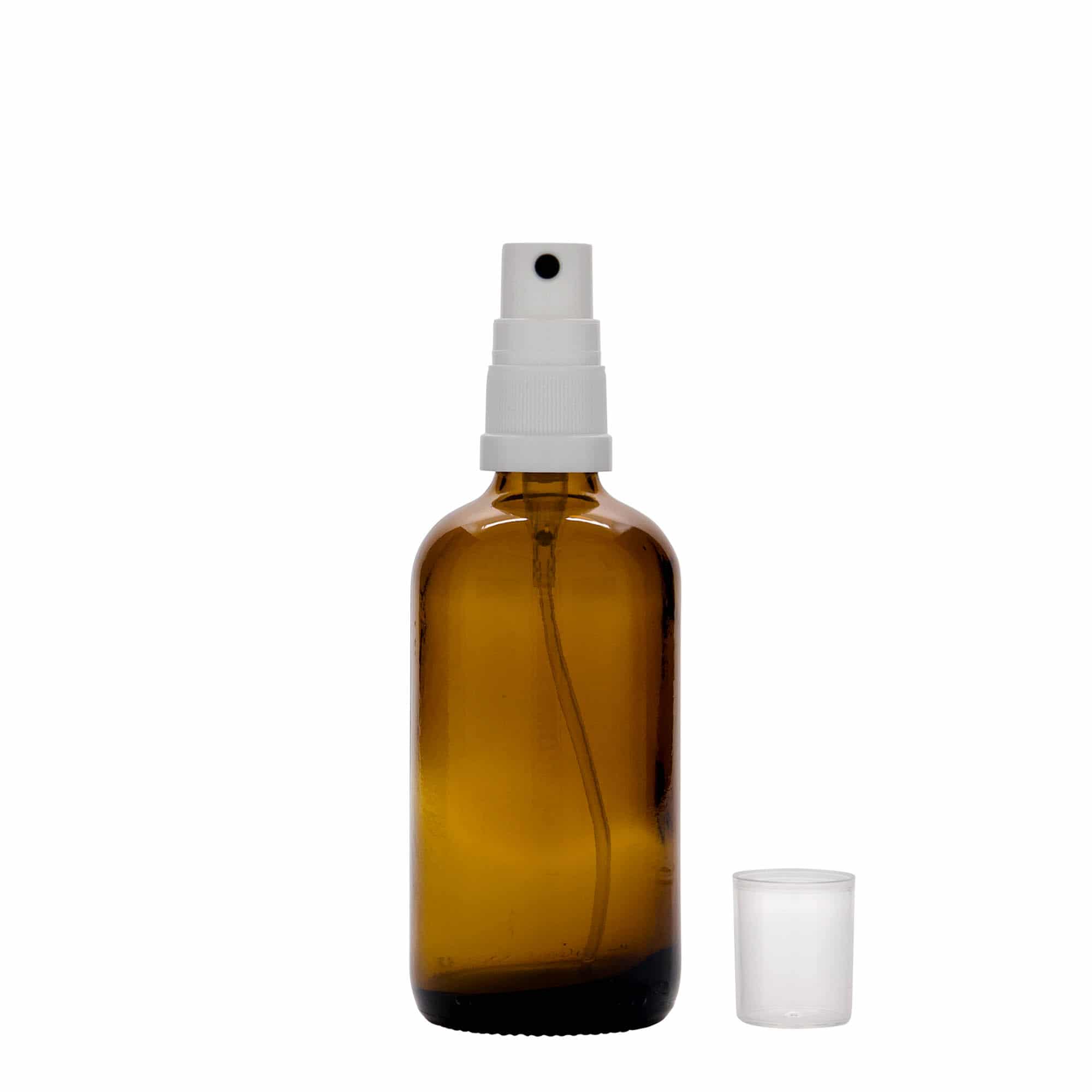 100 ml Sprühflasche Medizin, Glas, braun, Mündung: DIN 18