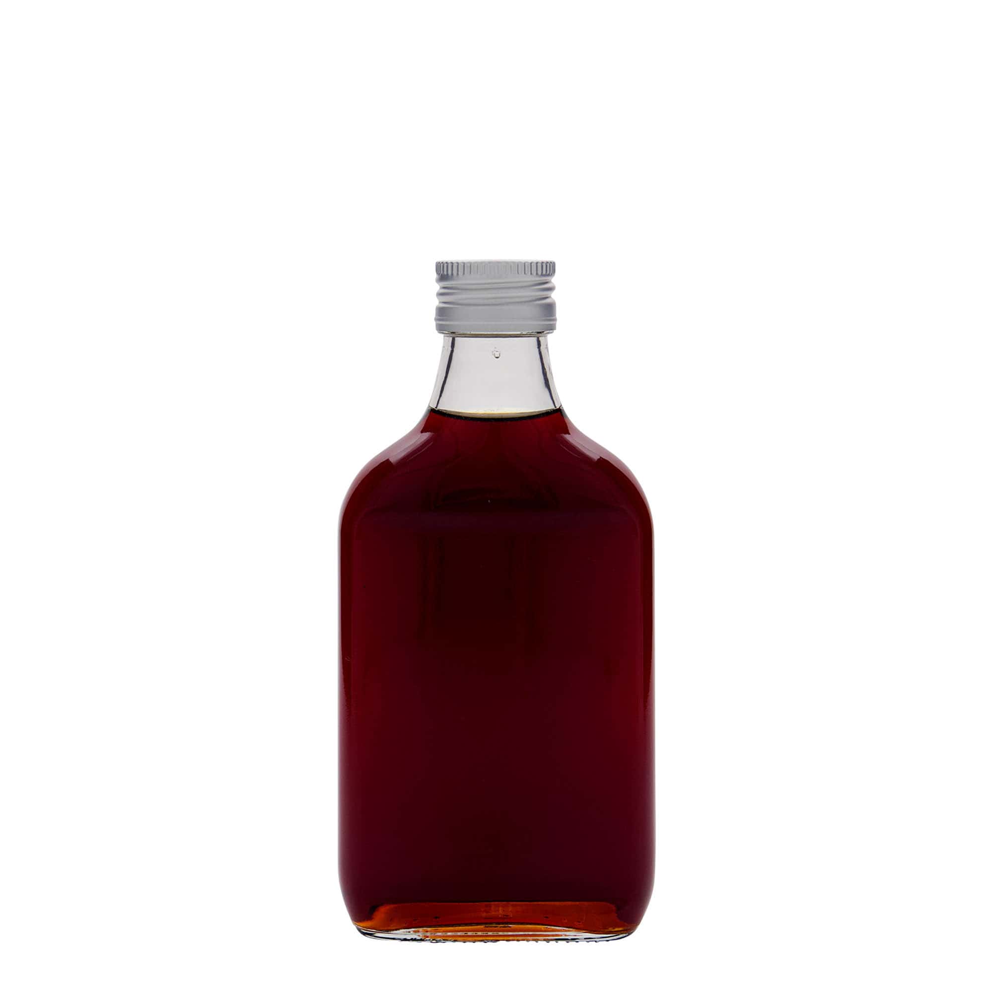 200 ml Taschenflasche, rechteckig, Glas, Mündung: PP 28 200 ml Taschenflasche, rechteckig, Glas, Mündung: PP 28
