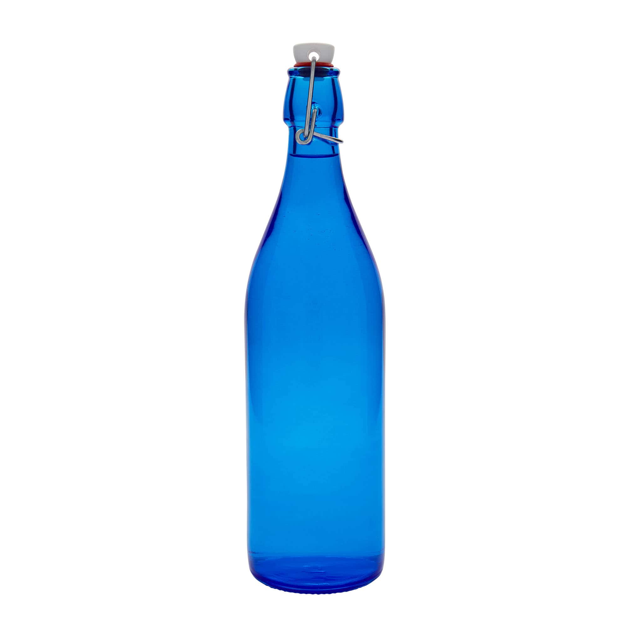 1.000 ml Glasflasche „Giara“, blau, Mündung: Bügelverschluss