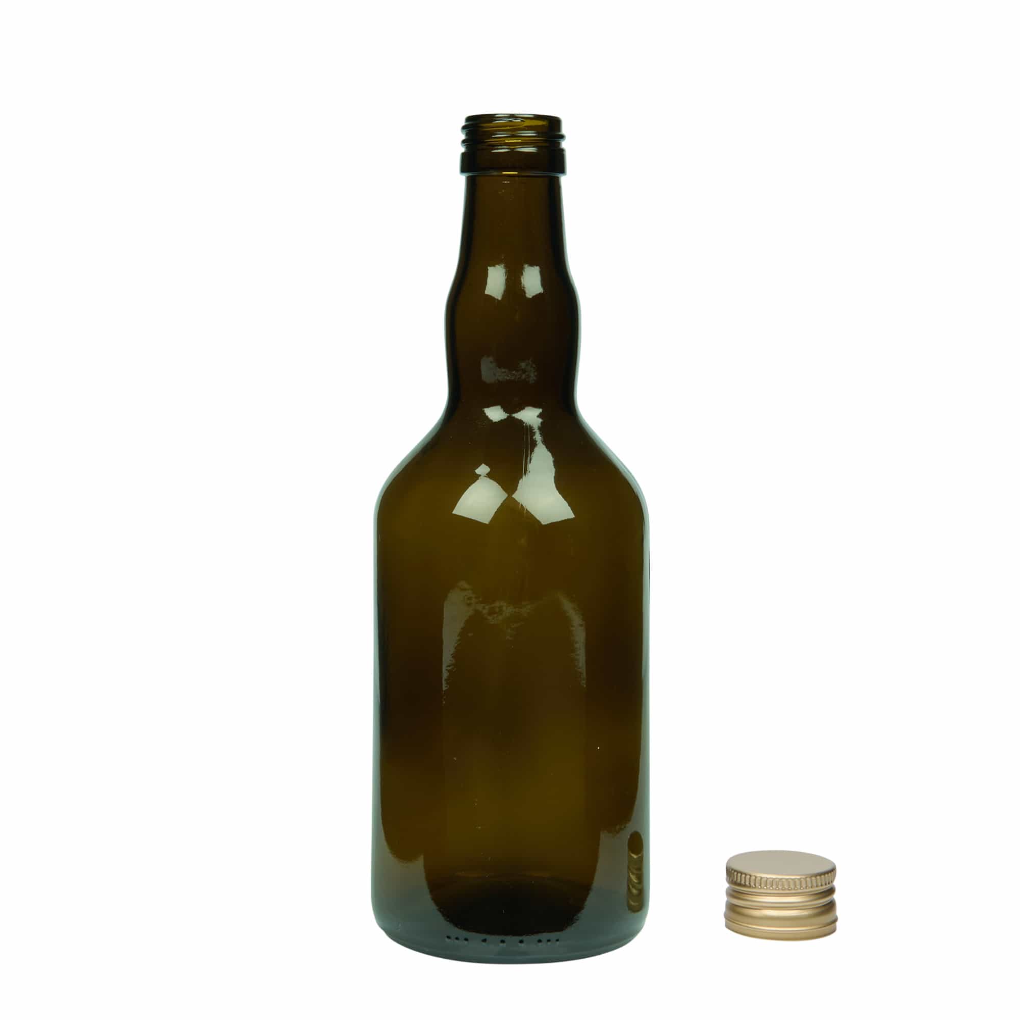 500 ml Glasflasche „Olona“, antikgrün, Mündung: PP 31,5