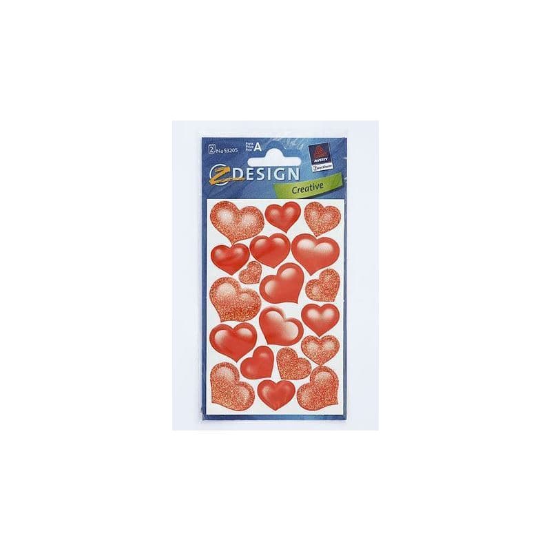 Zweckform Sticker „Glitzerherzen“, Herz, Papier, rot