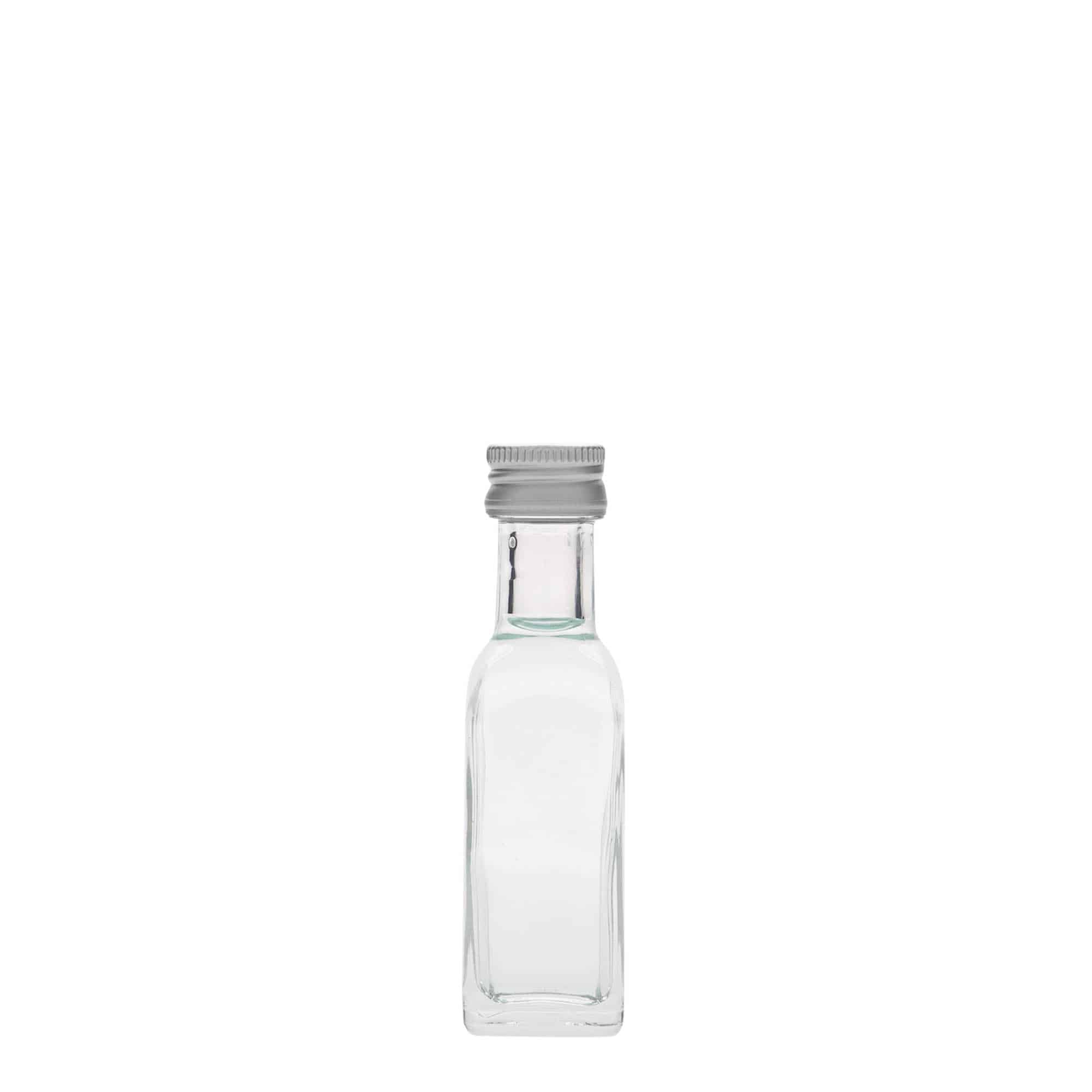 20 ml Glasflasche „Marasca“, quadratisch, Mündung: PP 18