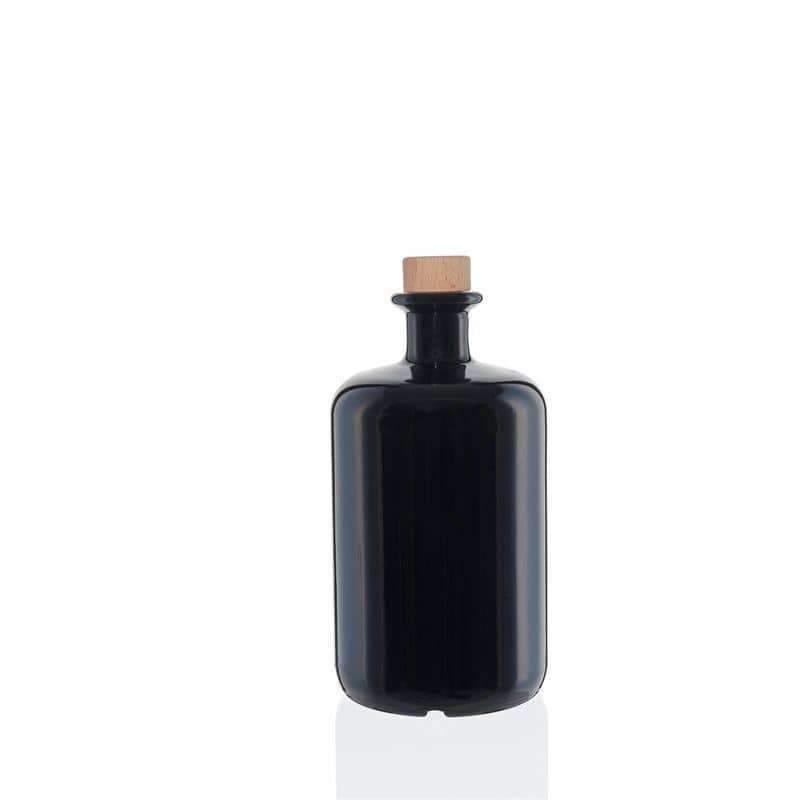 700 ml Glasflasche Apotheker, schwarz, Mündung: Kork