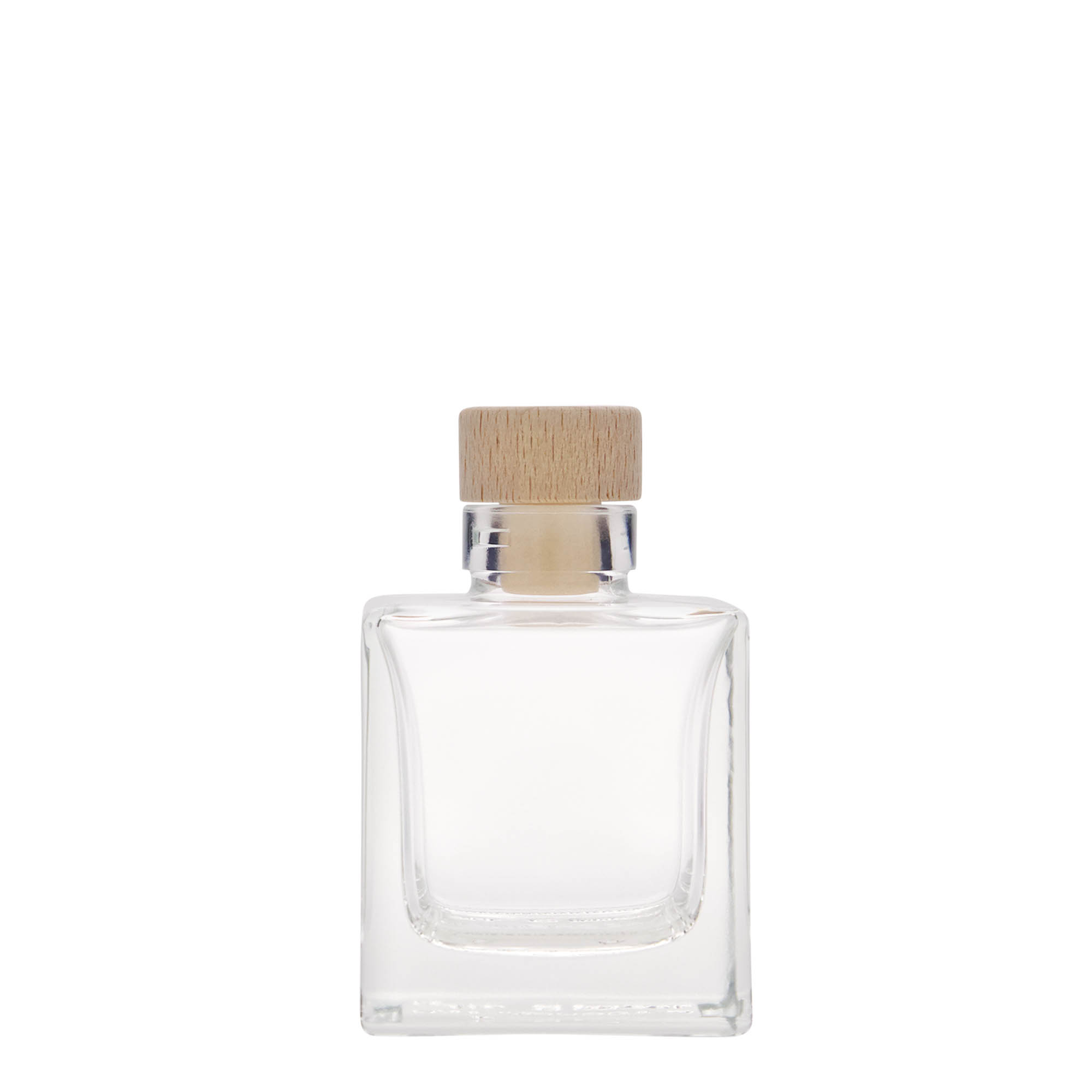 100 ml Glasflasche 'Cube', quadratisch, Mündung: Kork