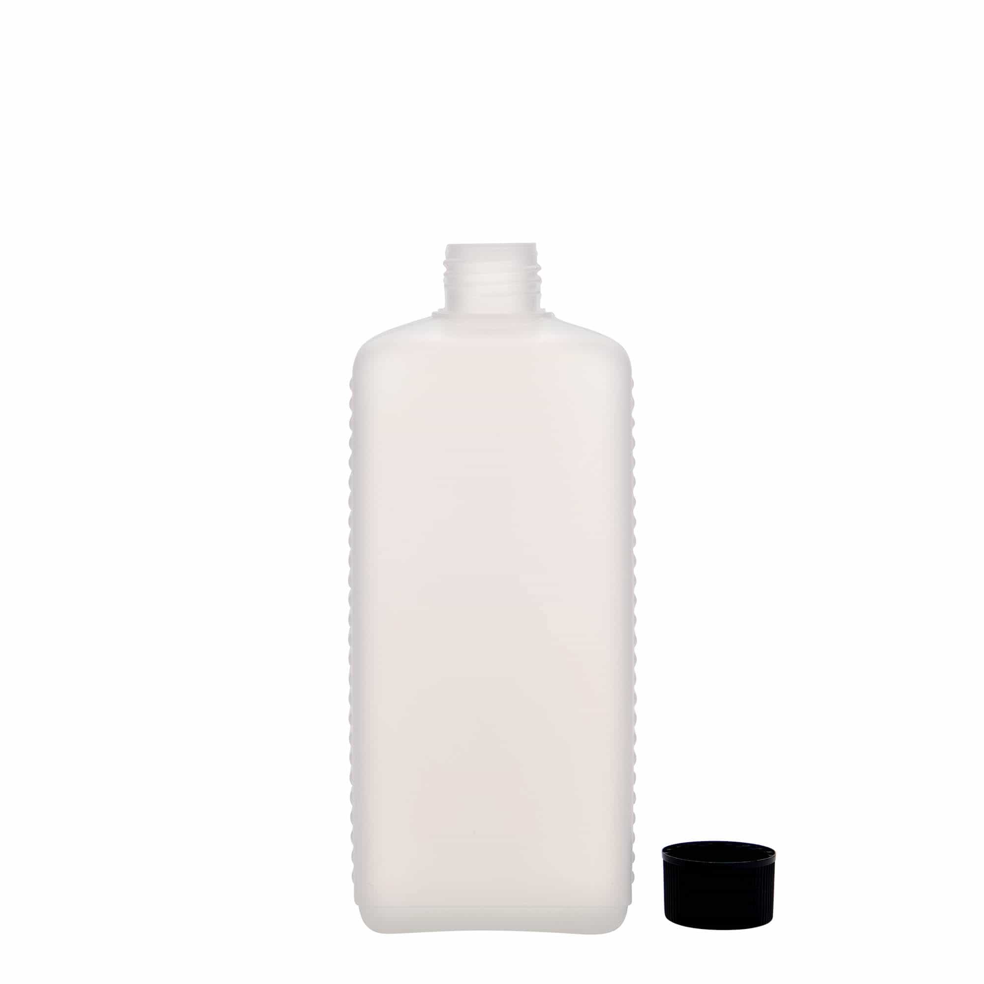 500 ml Kanisterflasche, rechteckig, HDPE-Kunststoff, natur, Mündung: DIN 25 EPE