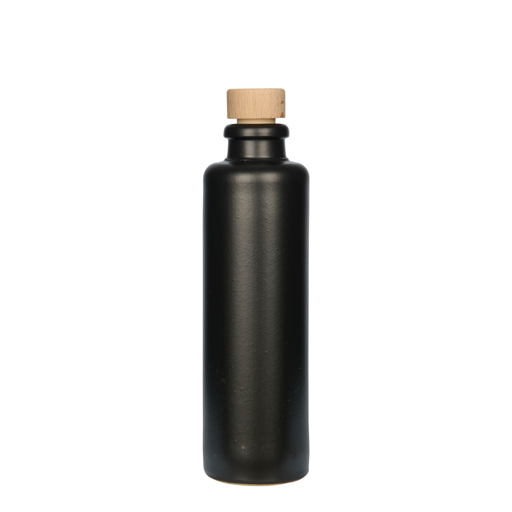 200 ml Tonkrug, Steinzeug, schwarz, Mündung: Kork