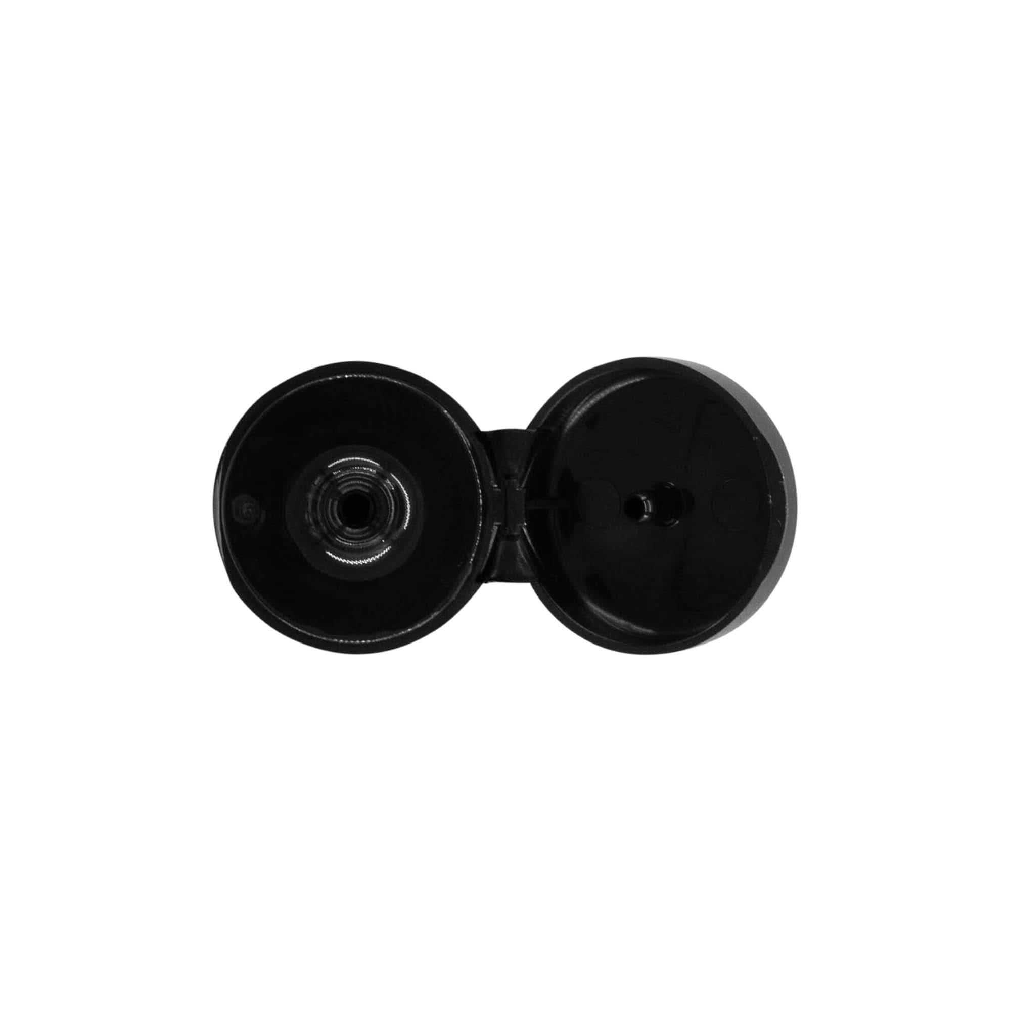 Schraubverschluss Klappscharnier, PP-Kunststoff, schwarz, für Mündung: 20/410