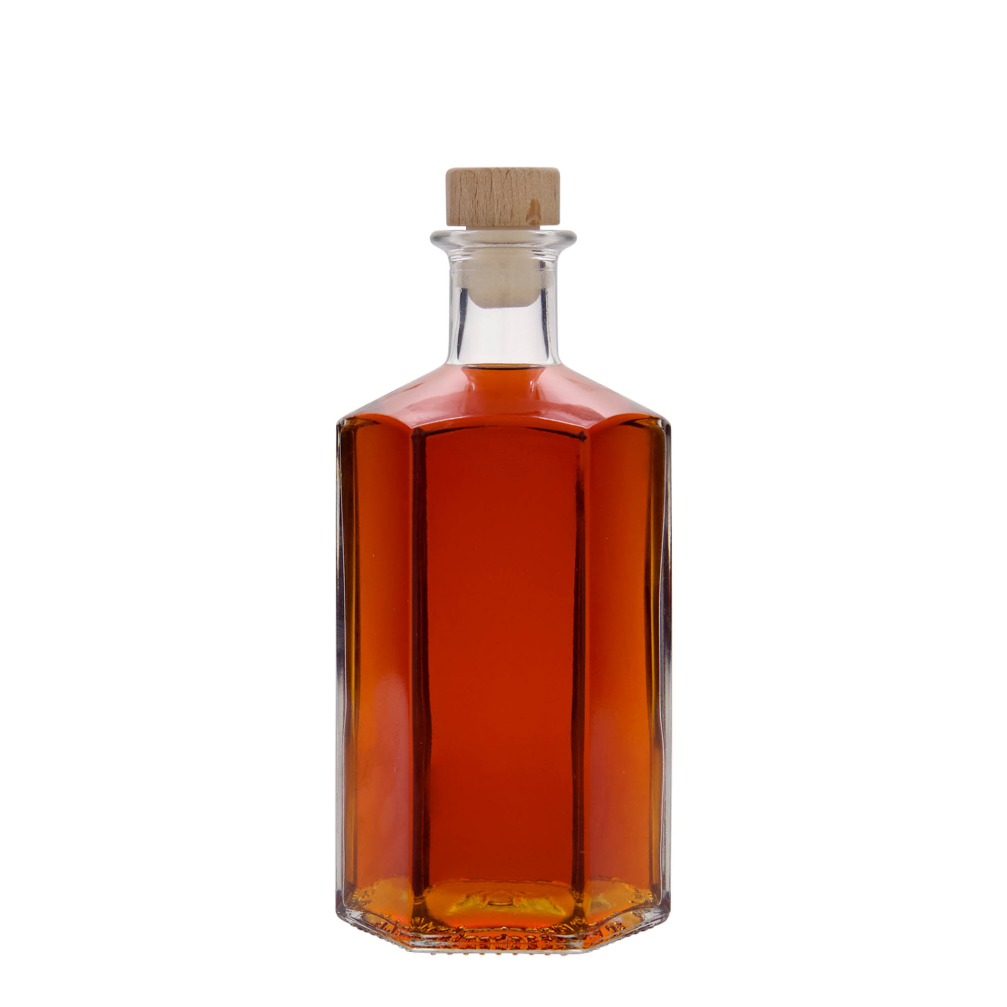 500 ml Glasflasche Apotheker 'Jimmy', sechseckig, Mündung: Kork 500 ml Glasflasche Apotheker 'Jimmy', sechseckig, Mündung: Kork