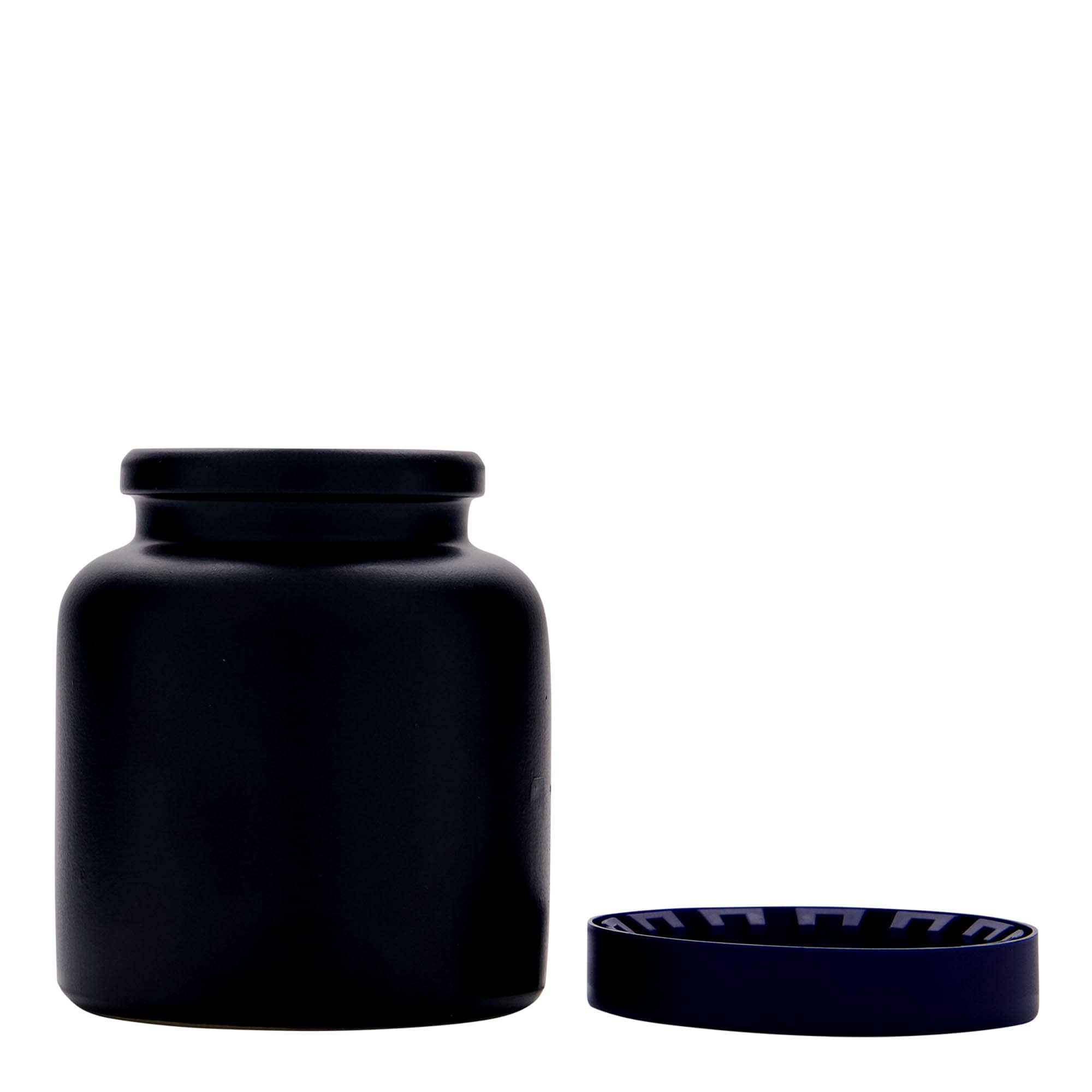 270 ml Steinzeugtopf, Keramik, schwarz, Mündung: Stülpdeckel