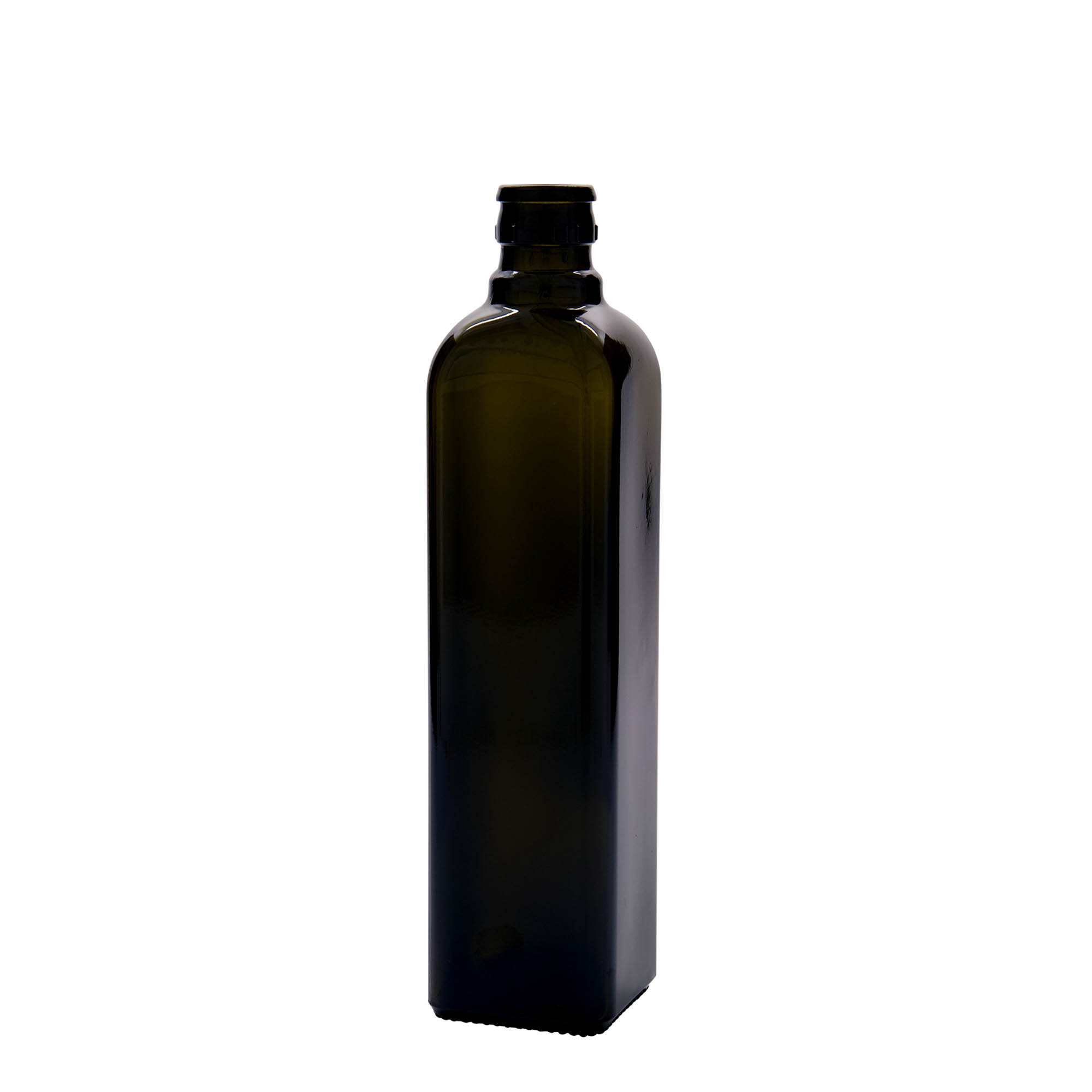 500 ml Essig-/Ölflasche „Quadra“, Glas, quadratisch, antikgrün, Mündung: DOP