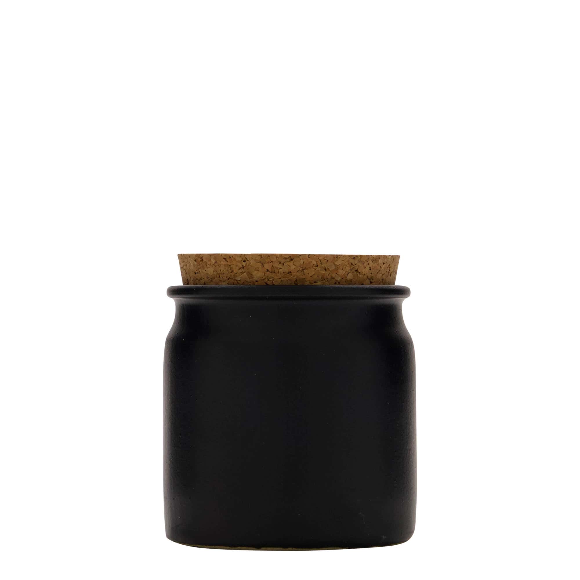 160 ml Steinzeugtopf, Keramik, schwarz, Mündung: Kork