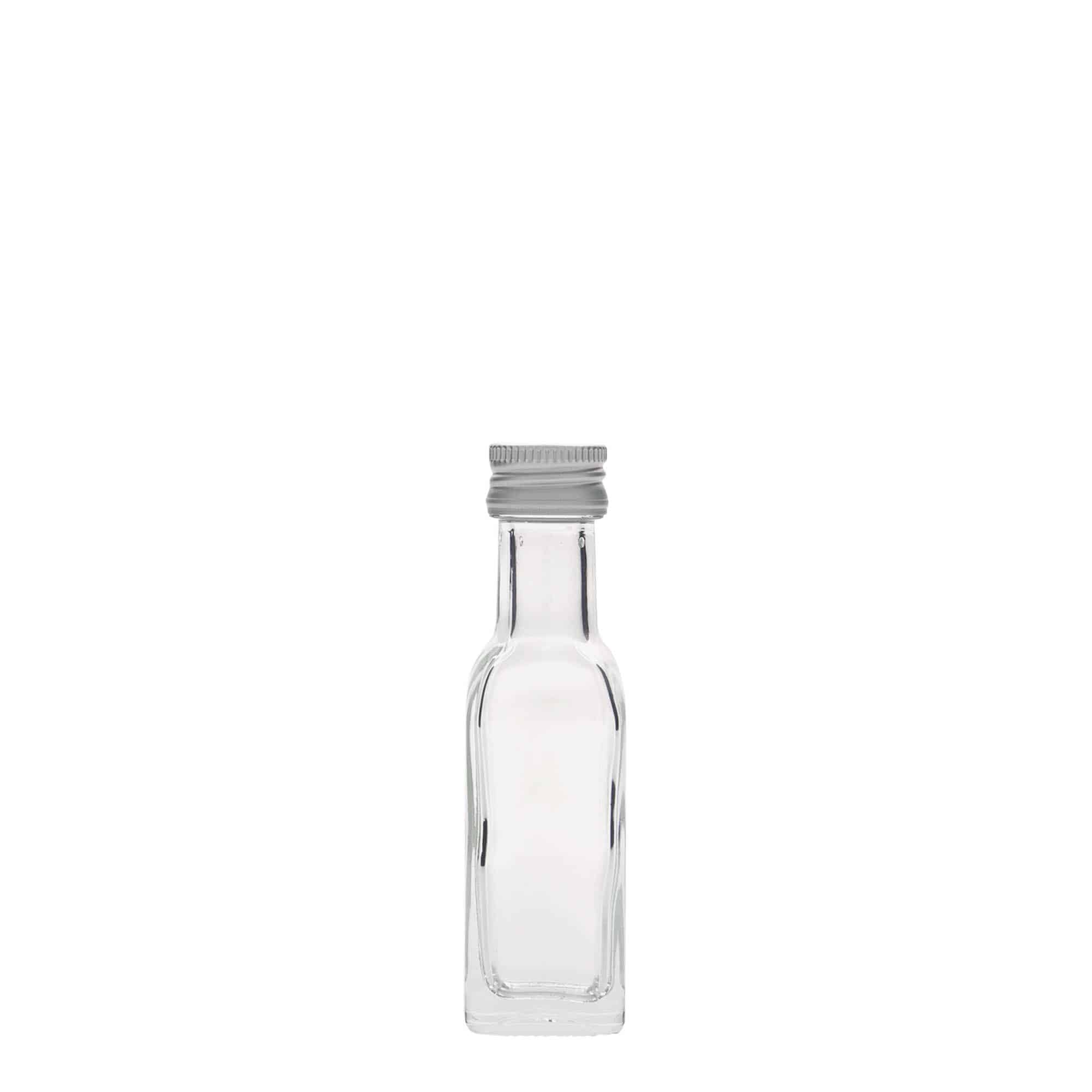 20 ml Glasflasche 'Marasca', quadratisch, Mündung: PP 18