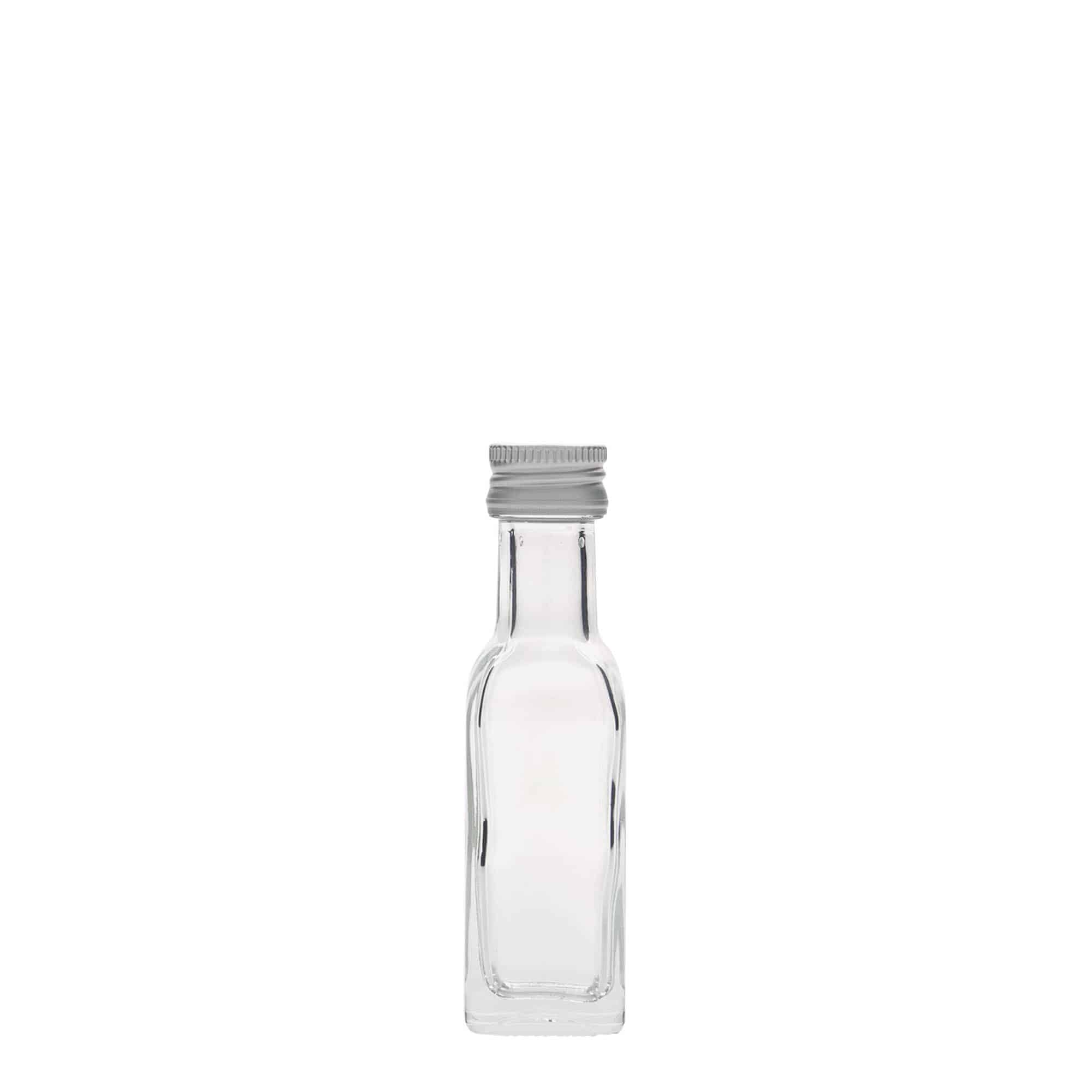 20 ml Glasflasche „Marasca“, quadratisch, Mündung: PP 18