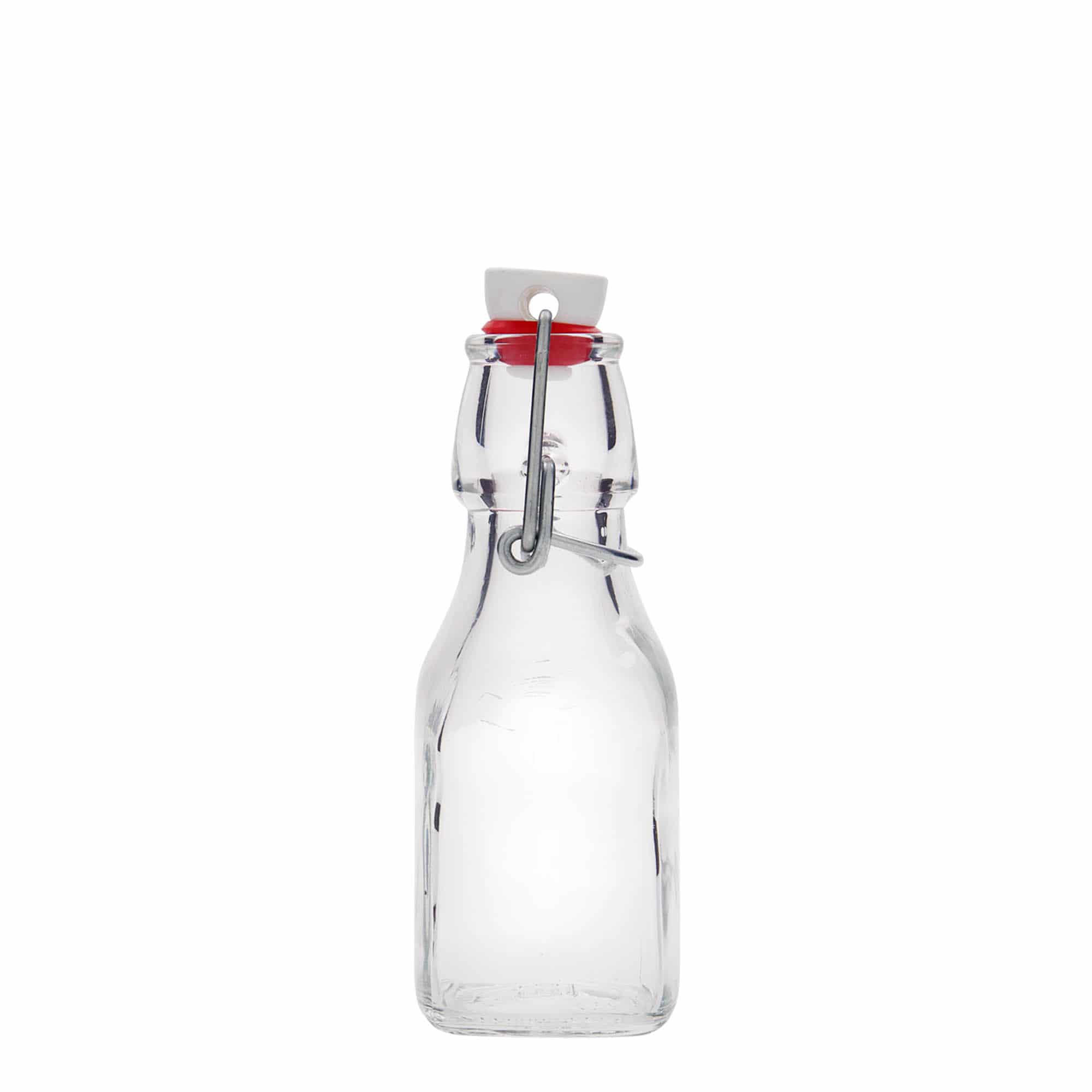 125 ml Glasflasche 'Swing', quadratisch, Mündung: Bügelverschluss