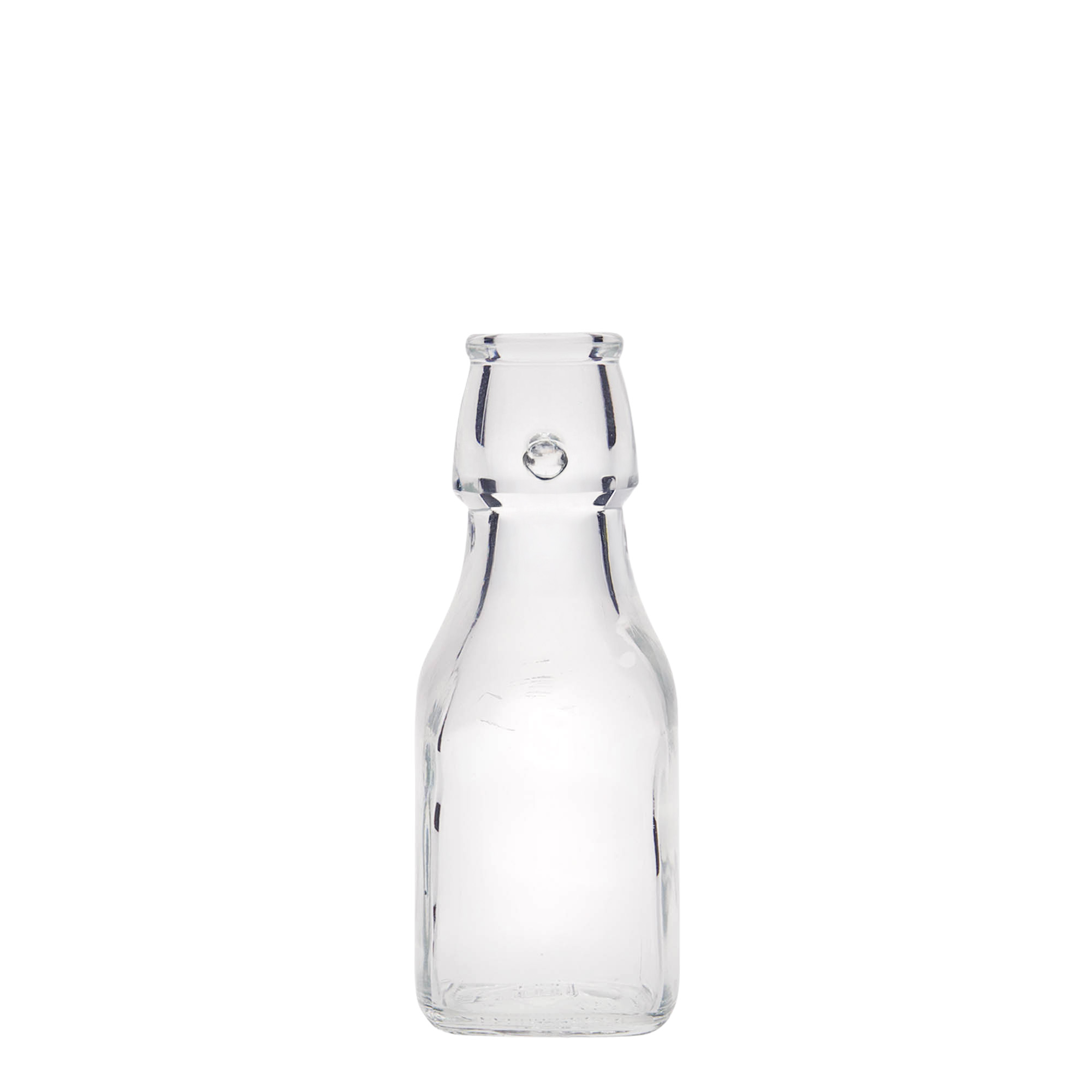 125 ml Glasflasche 'Swing', quadratisch, Mündung: Bügelverschluss 125 ml Glasflasche 'Swing', quadratisch, Mündung: Bügelverschluss