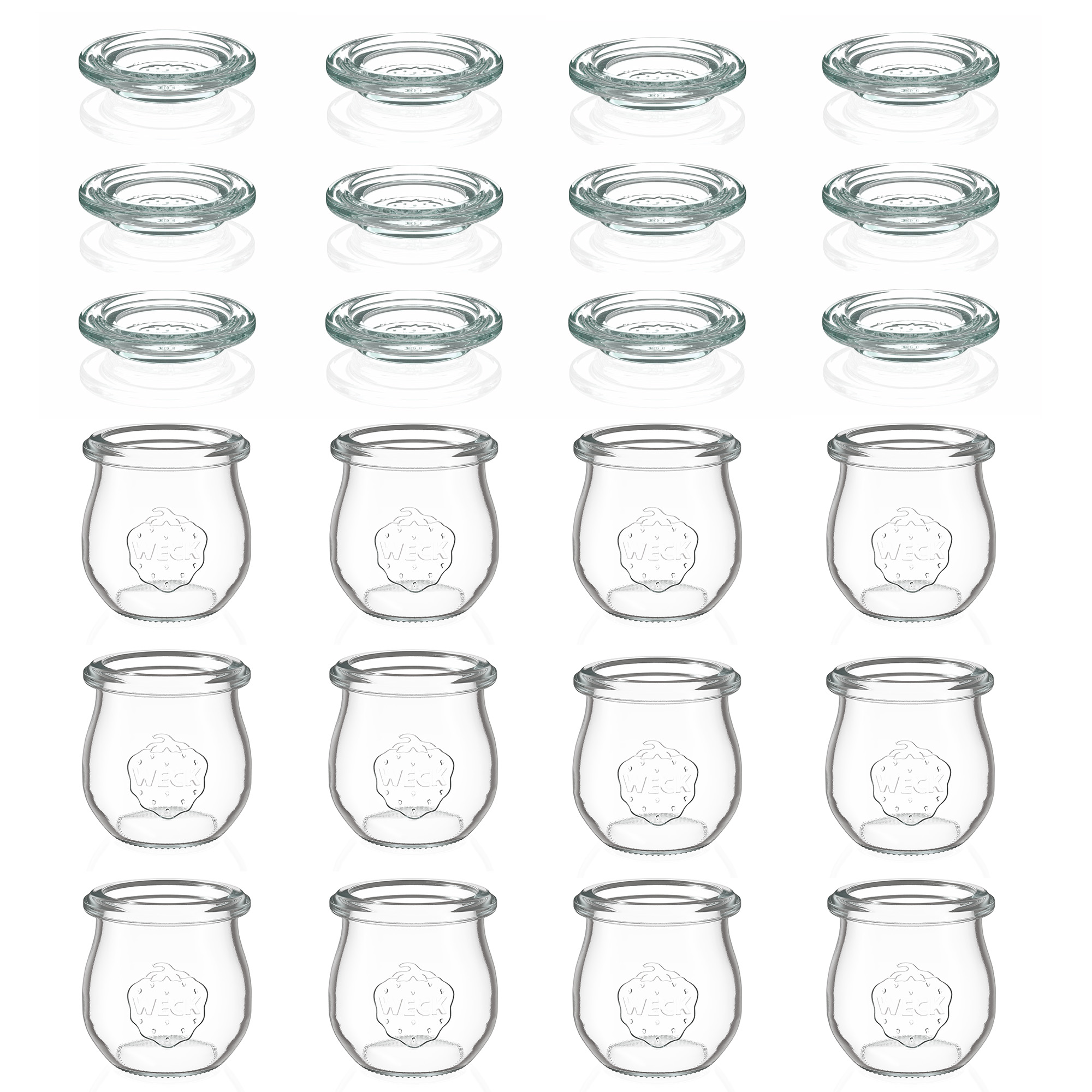 12x 75 ml WECK-Tulpenglas mit Glasdeckel RR 40