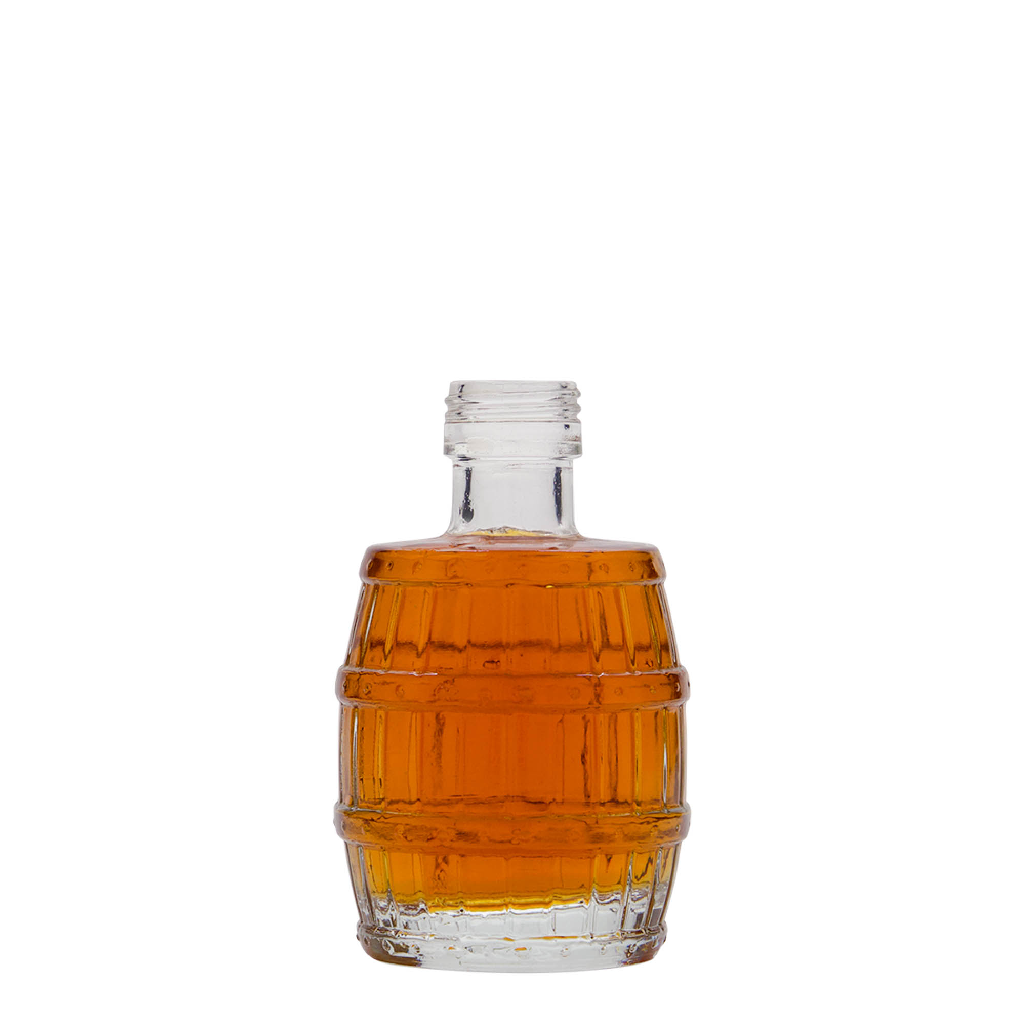 100 ml Glasflasche 'Fass', Mündung: PP 24 100 ml Glasflasche 'Fass', Mündung: PP 24