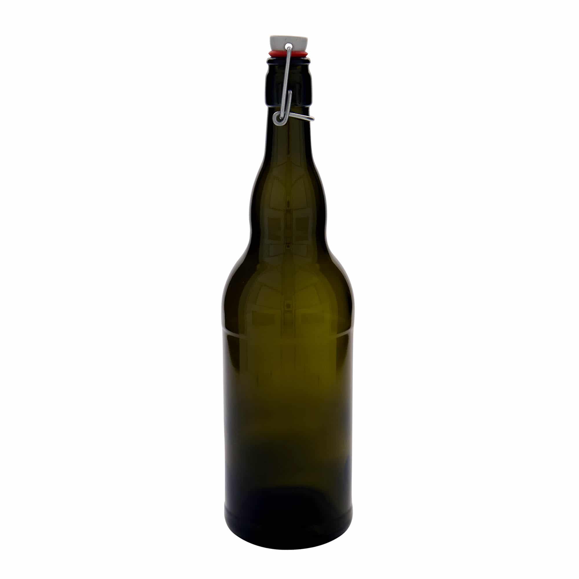 1.000 ml Bierflasche Belgien, Glas, antikgrün, Mündung: Bügelverschluss