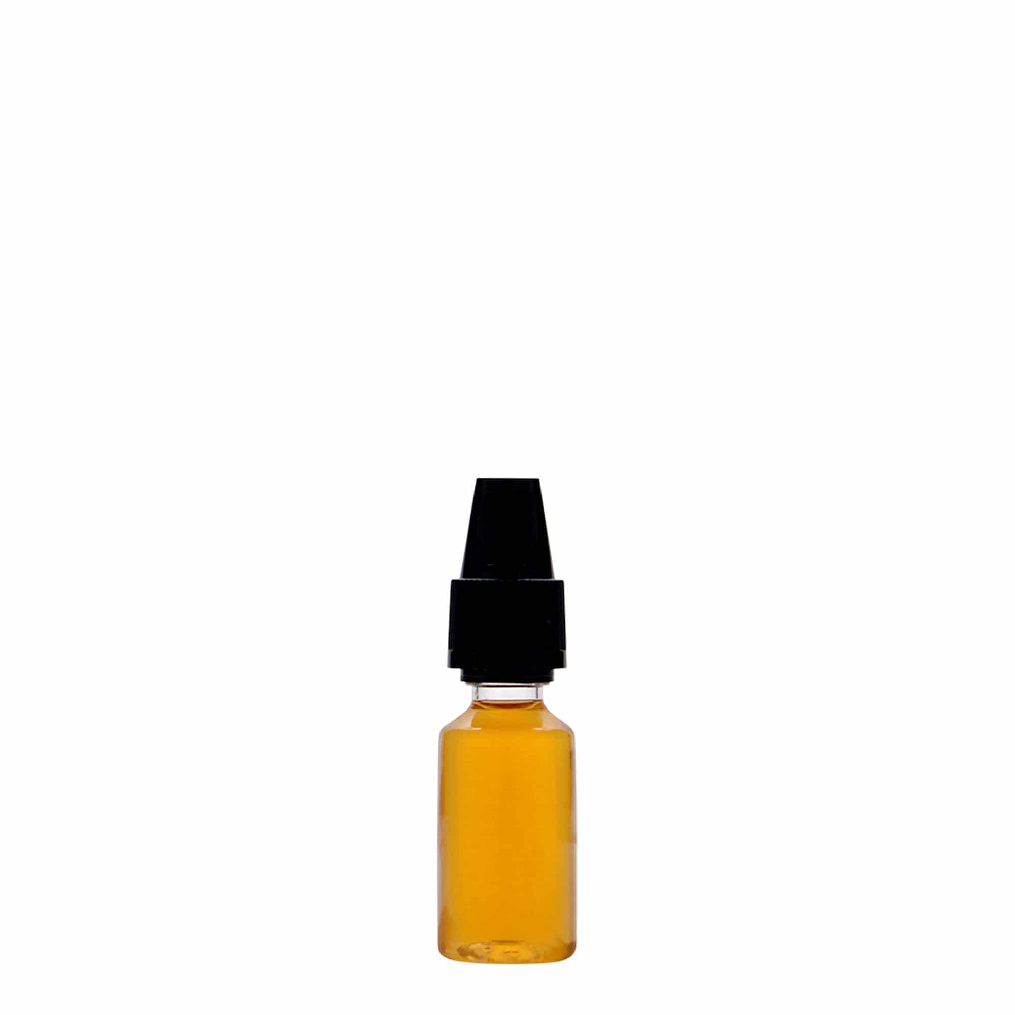 10 ml PET-Flasche „E-Liquid“ mit Qualitäts- und Kindersicherung, Kunststoff, Mündung: Schraubverschluss