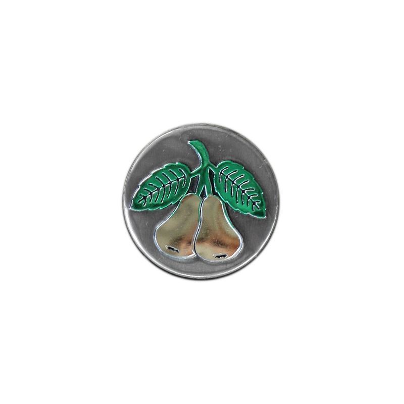 Zinnetikett 'Birne', rund, Metall, silber Zinnetikett 'Birne', rund, Metall, silber