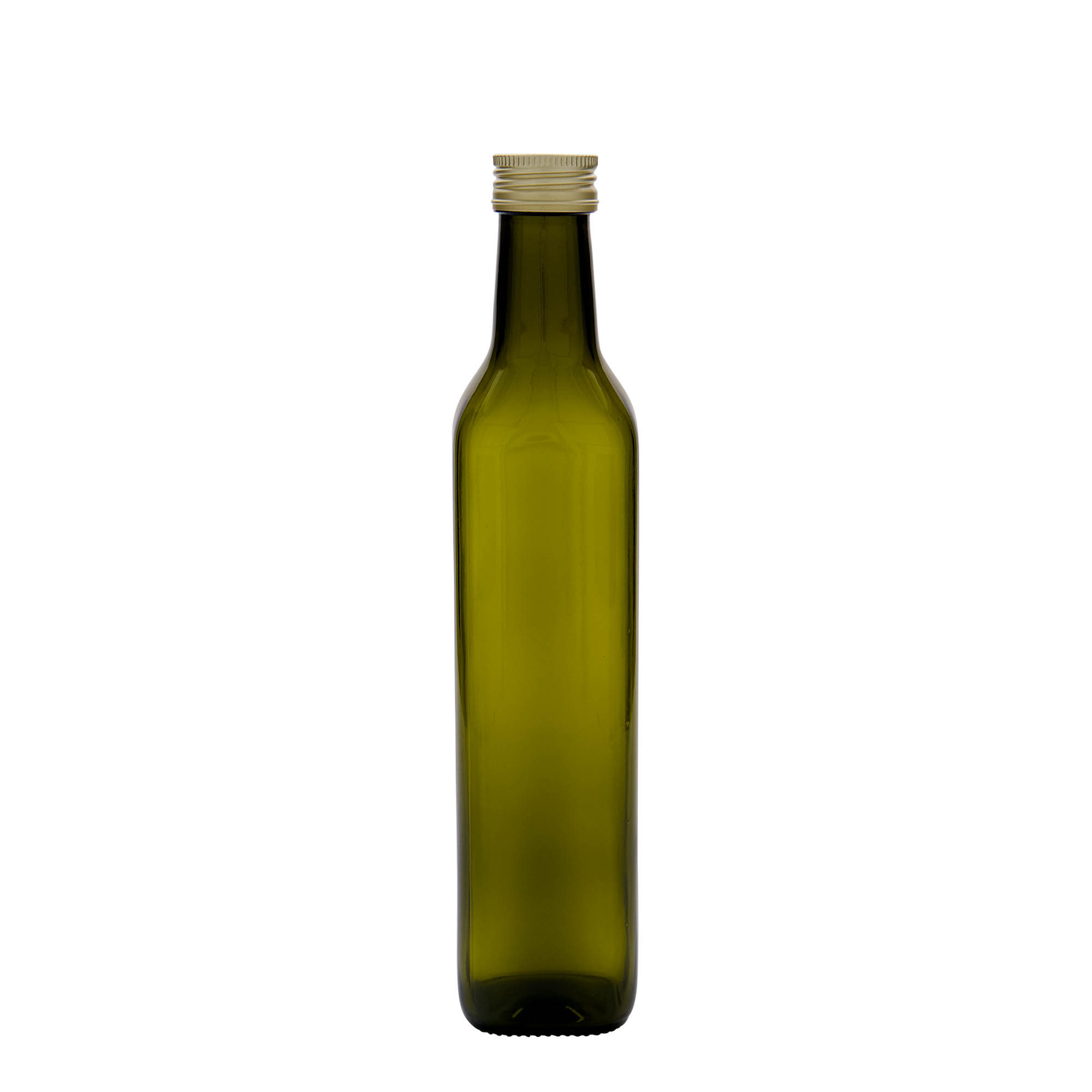500 ml Glasflasche „Marasca“, quadratisch, antikgrün, Mündung: PP 31,5