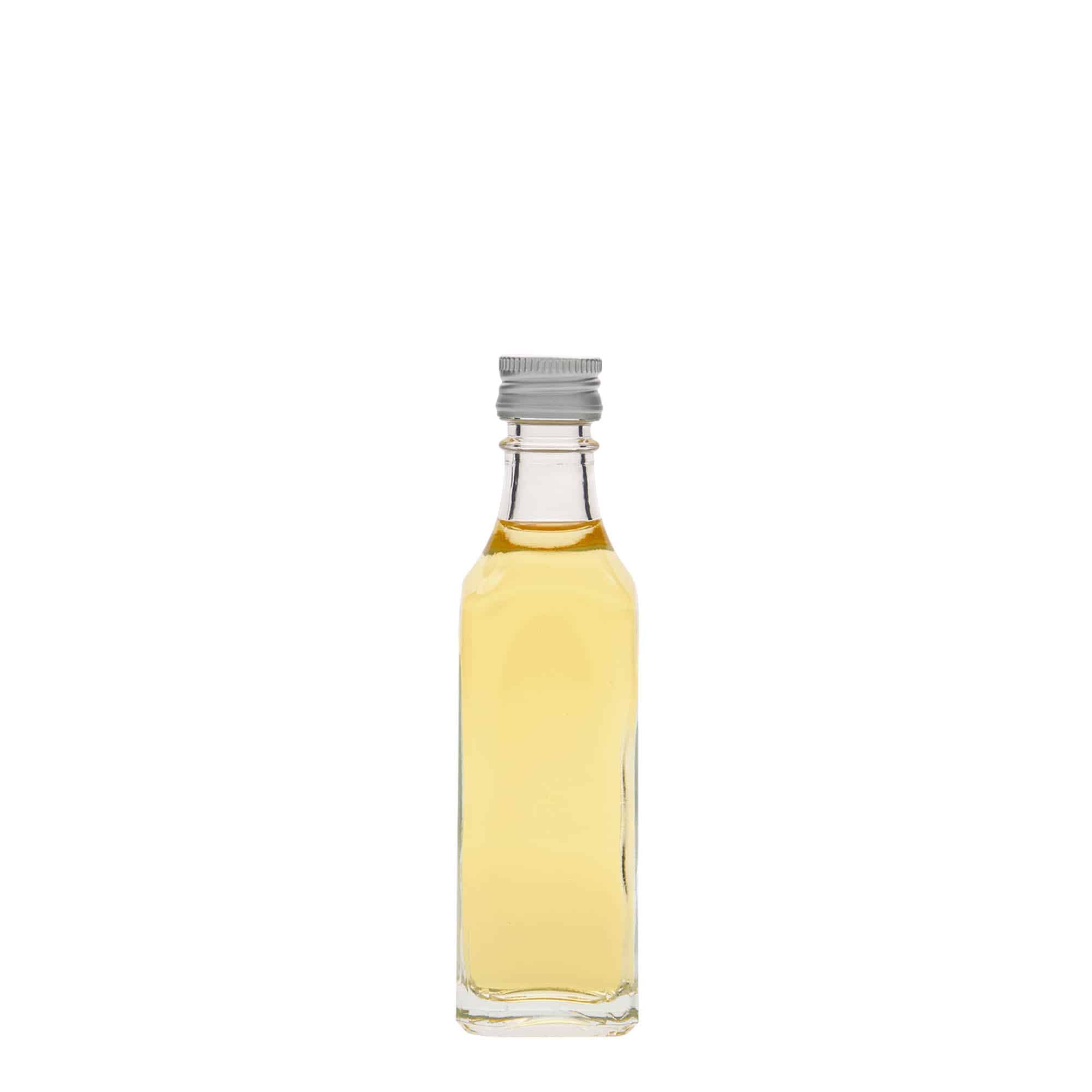 50 ml Glasflasche „Siena“, quadratisch, Mündung: PP 18
