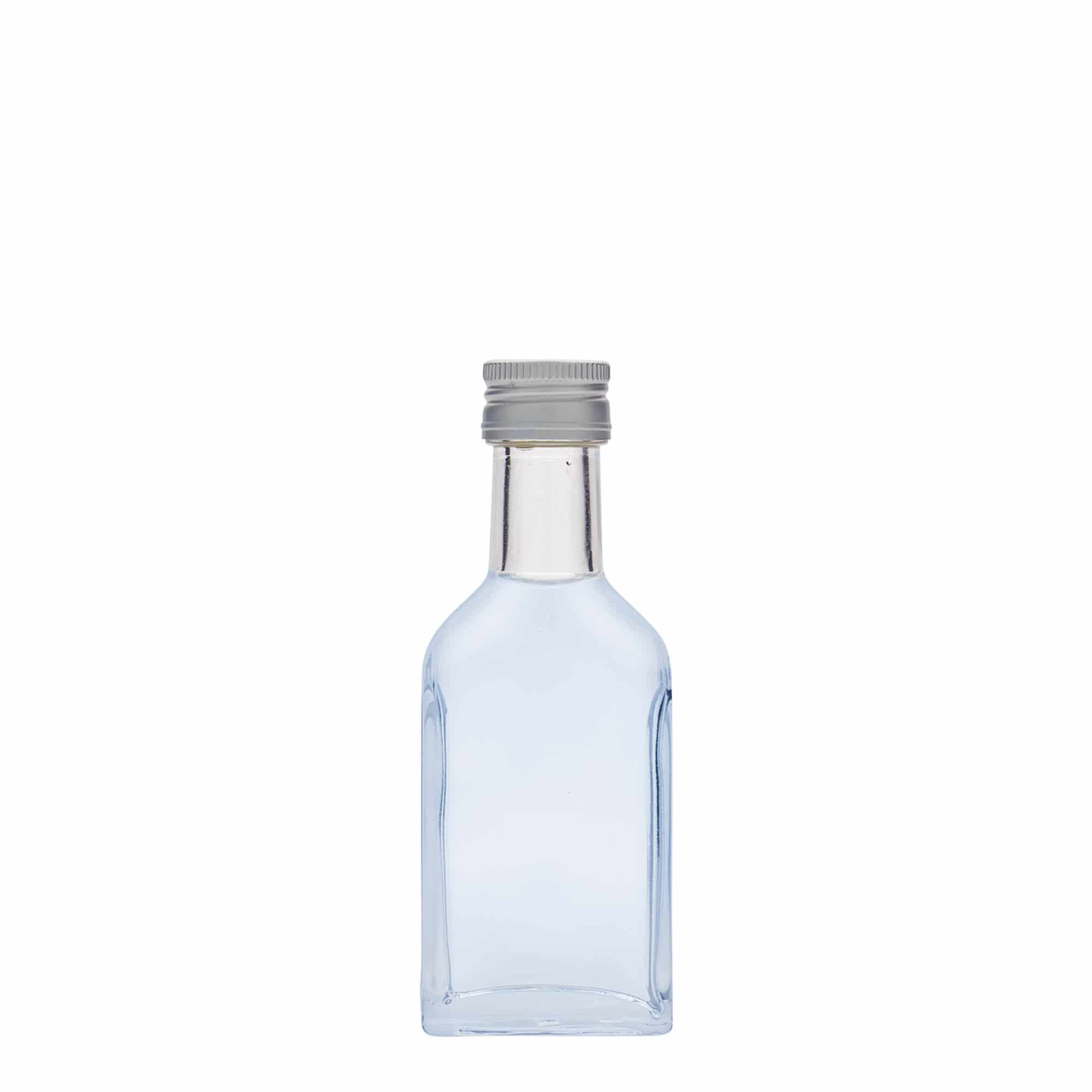40 ml Taschenflasche Langhals, rechteckig, Glas, Mündung: PP 22