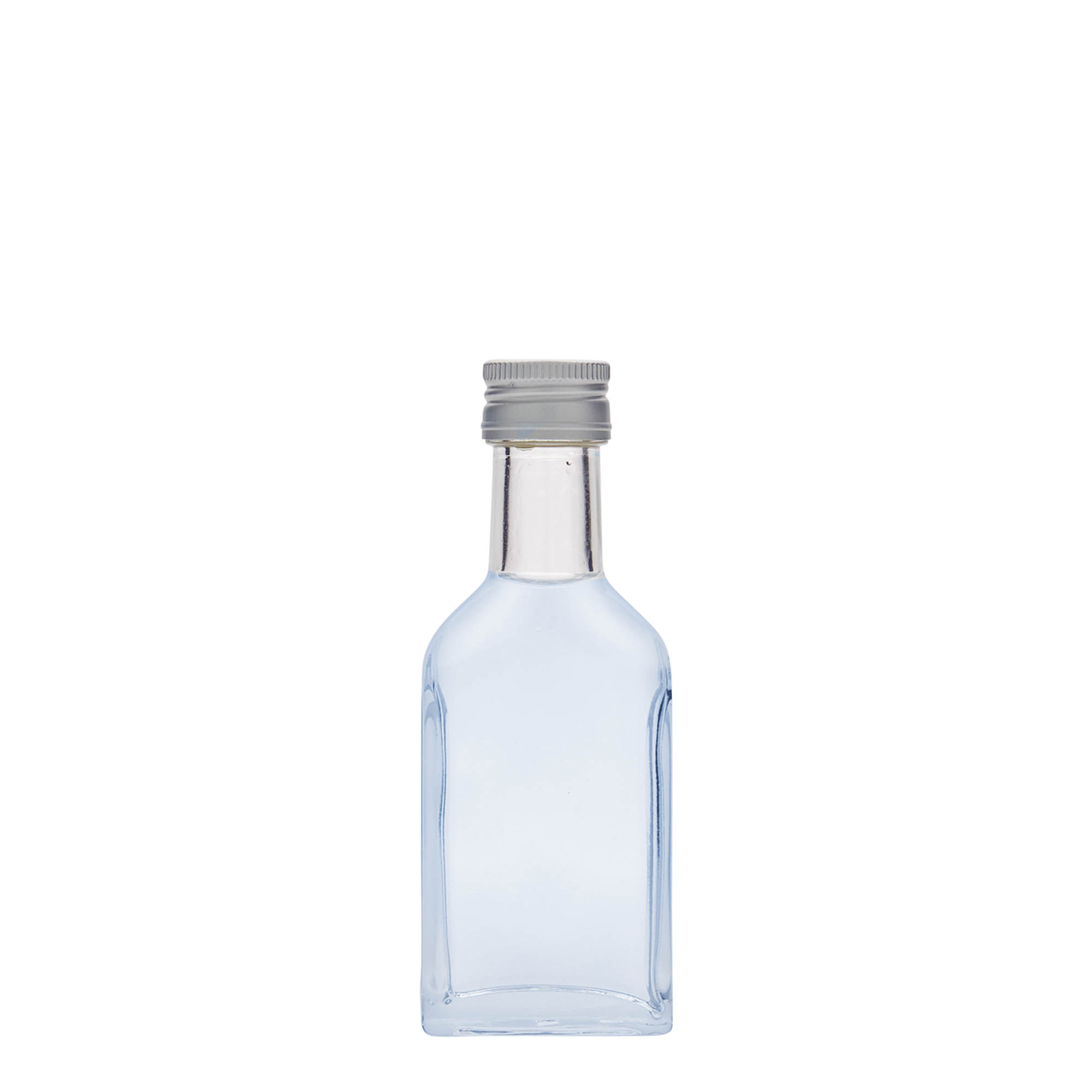 40 ml Taschenflasche Langhals, rechteckig, Glas, Mündung: PP 22 40 ml Taschenflasche Langhals, rechteckig, Glas, Mündung: PP 22